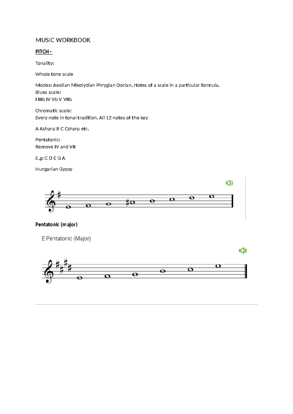 Music Workbook - MUSIC WORKBOOK PITCH - Tonality: Whole tone scale ...