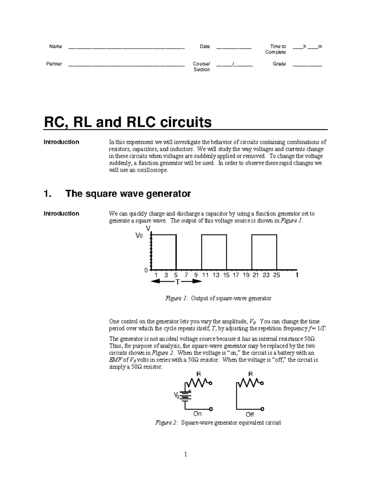 RC RL RLC 2 - RC RL RLC circuits - Name ...
