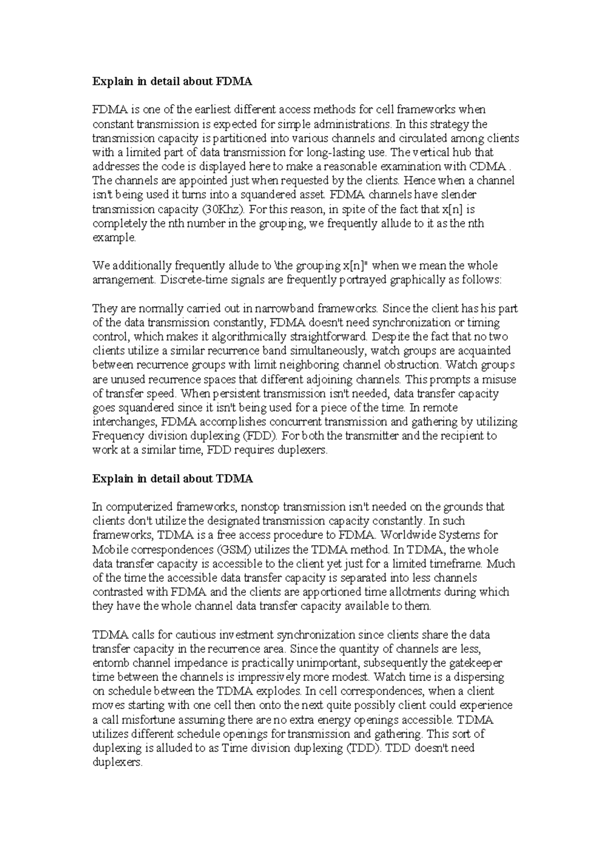 FDMA,CDMA,TDMA - contains notes on FDMA, TDMA, Code Division Multiple ...