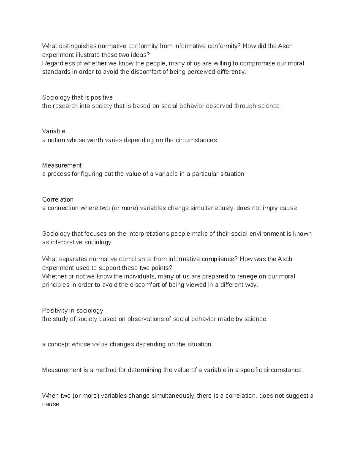 Socio 210 W5 - ... - What distinguishes normative conformity from ...