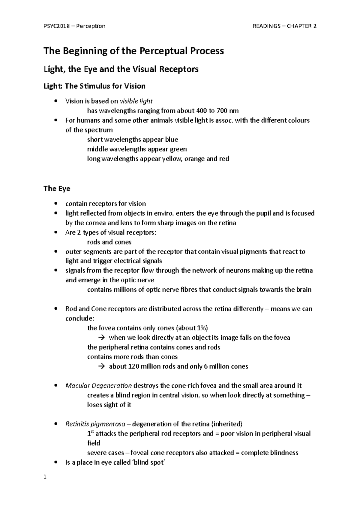 The Beginning of the Perceptual Process - chapter 2 - The Beginning of ...