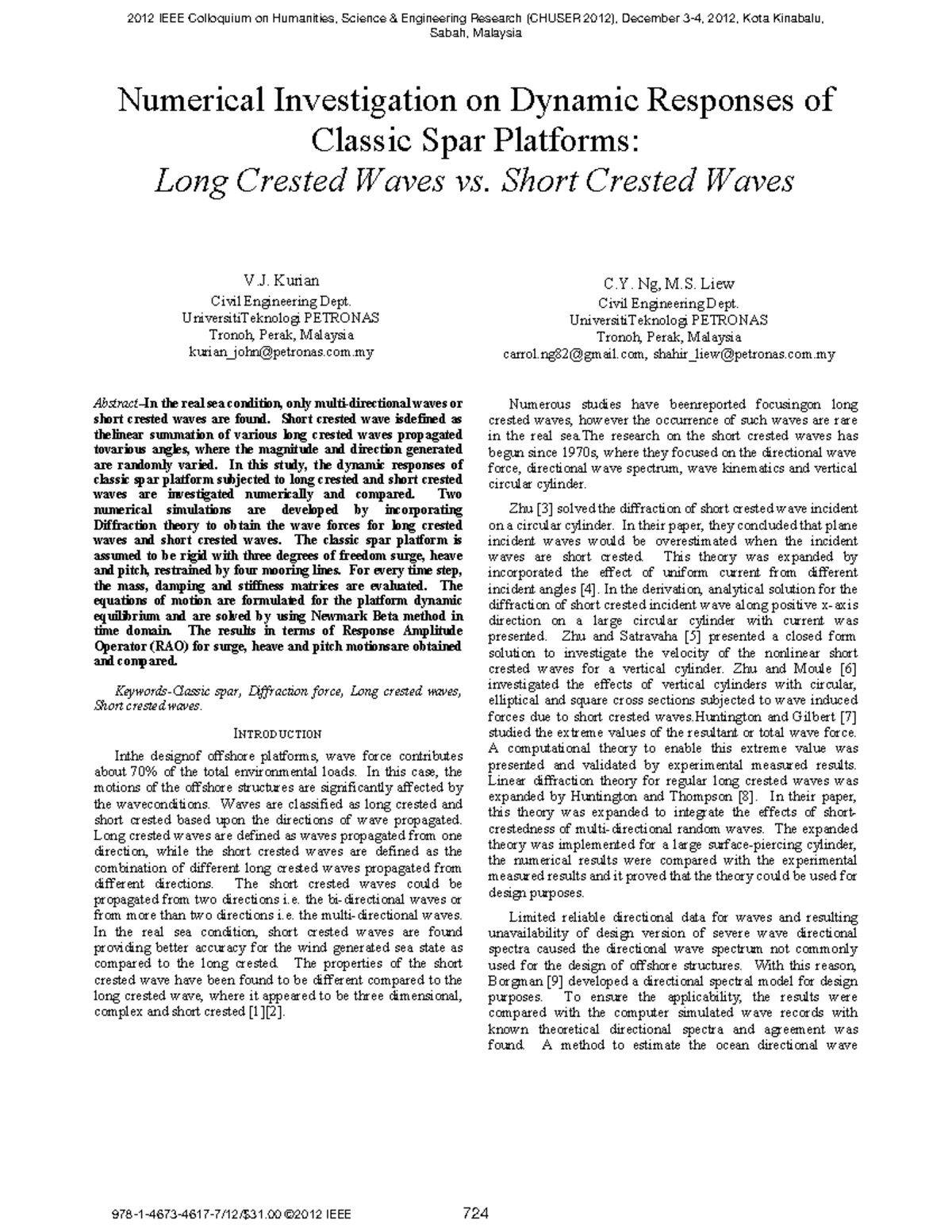 Kurian 2012 - numerical investigation on dynamic responses of classic ...