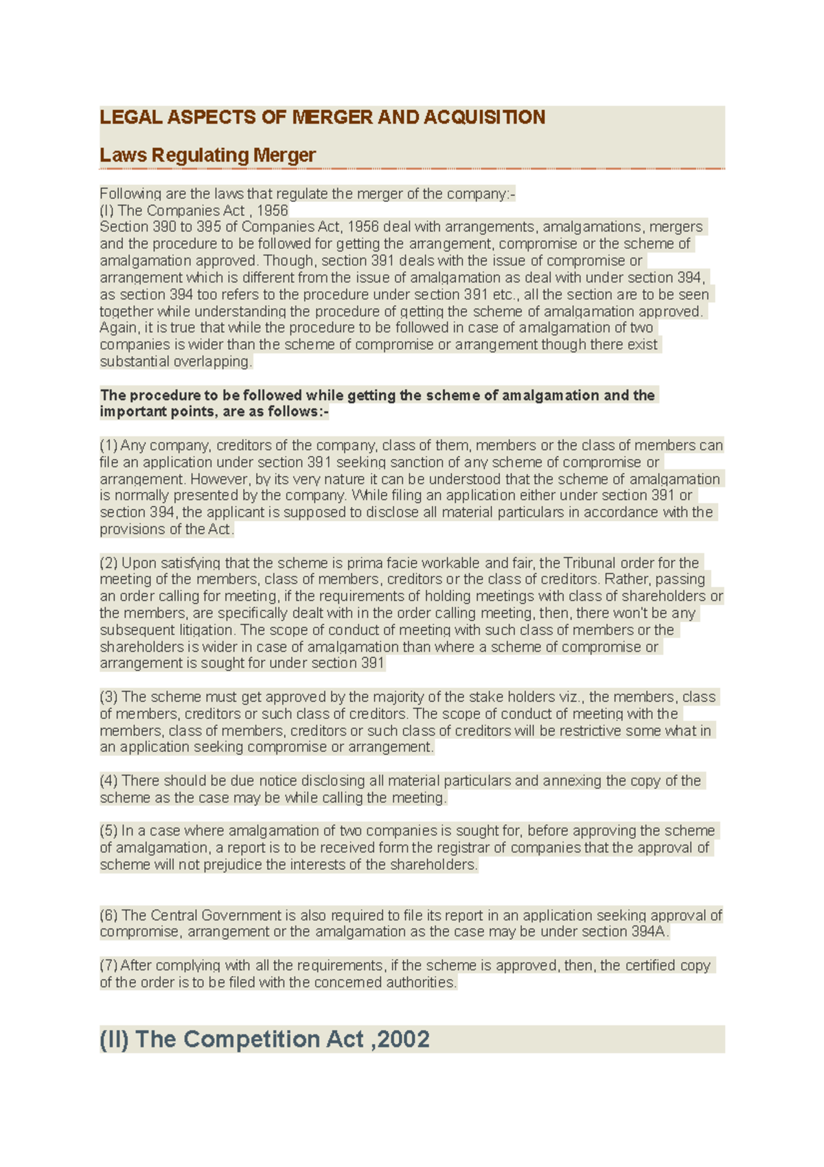 assignment by operation of law merger