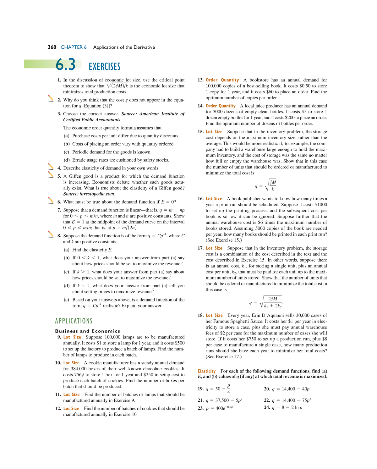 Extra chapter 03 differentiation - 368 Chapter 6 applications of the ...