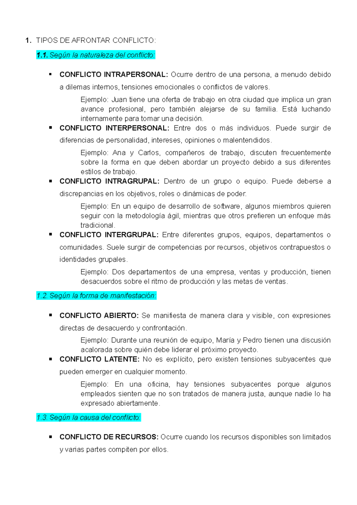 Exposición DE Tipos DE Afrontar Conflicto - 1. TIPOS DE AFRONTAR ...