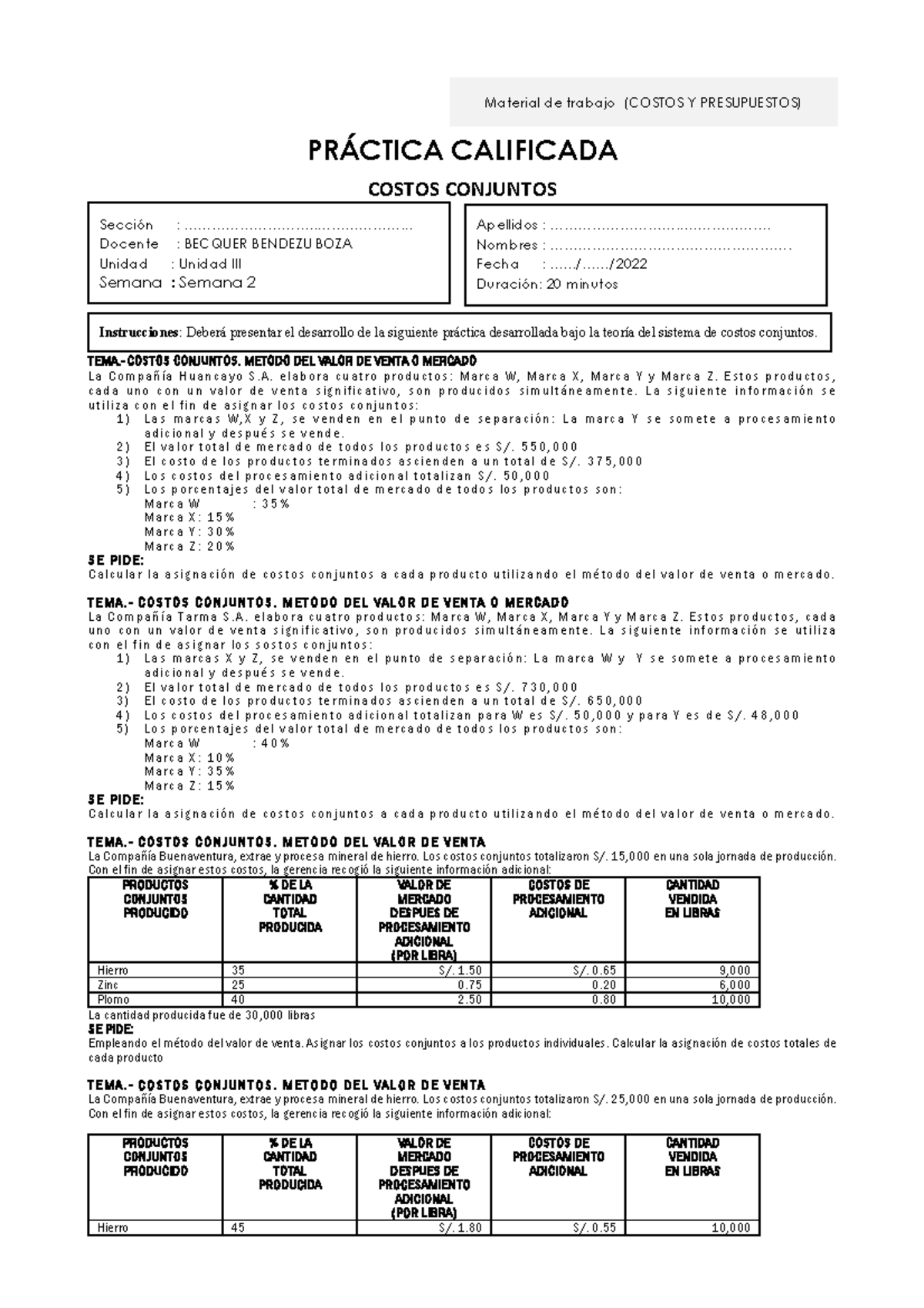 Actividad 05 - Ejercicios Costos Sonjuntos - Material De Trabajo ...