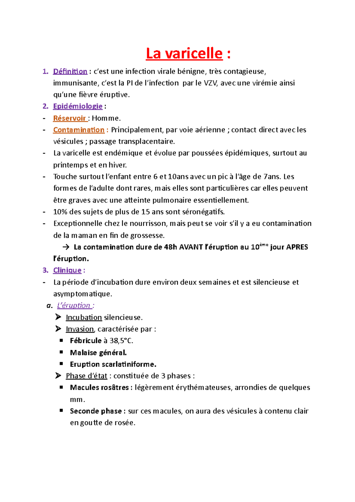 Les formes cliniques de la varicelle La varicelle Définition c