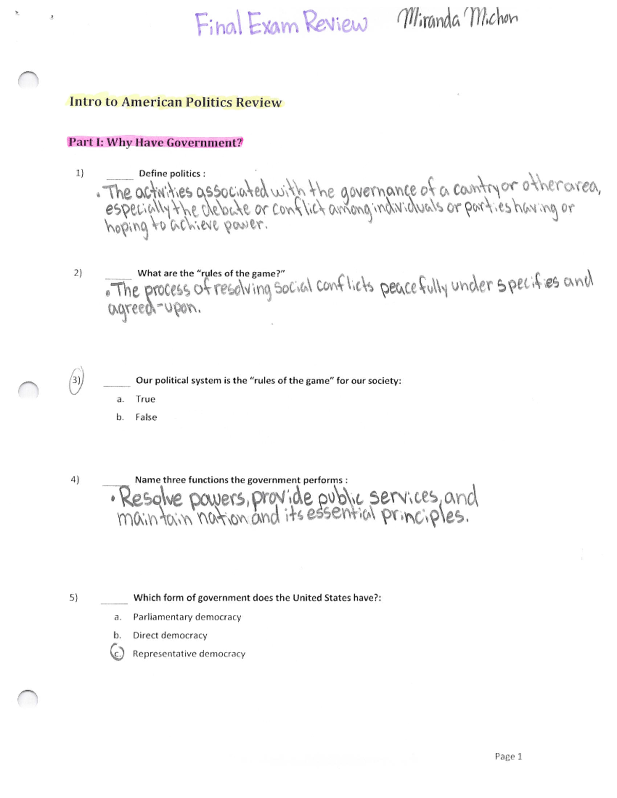 Final Review Part 2 - POL 1013 - Studocu