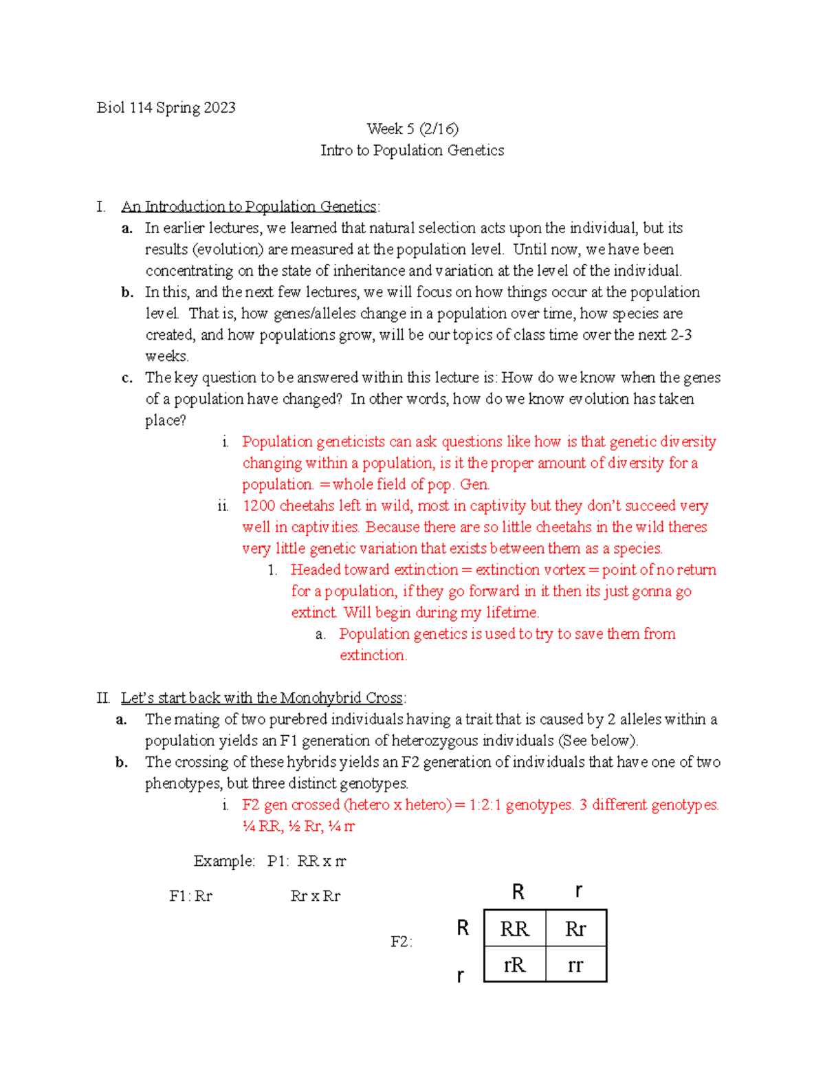 Week 5 (2-16) - Population Genetics - Biol 114 Spring 2023 Week 5 (2/16 ...