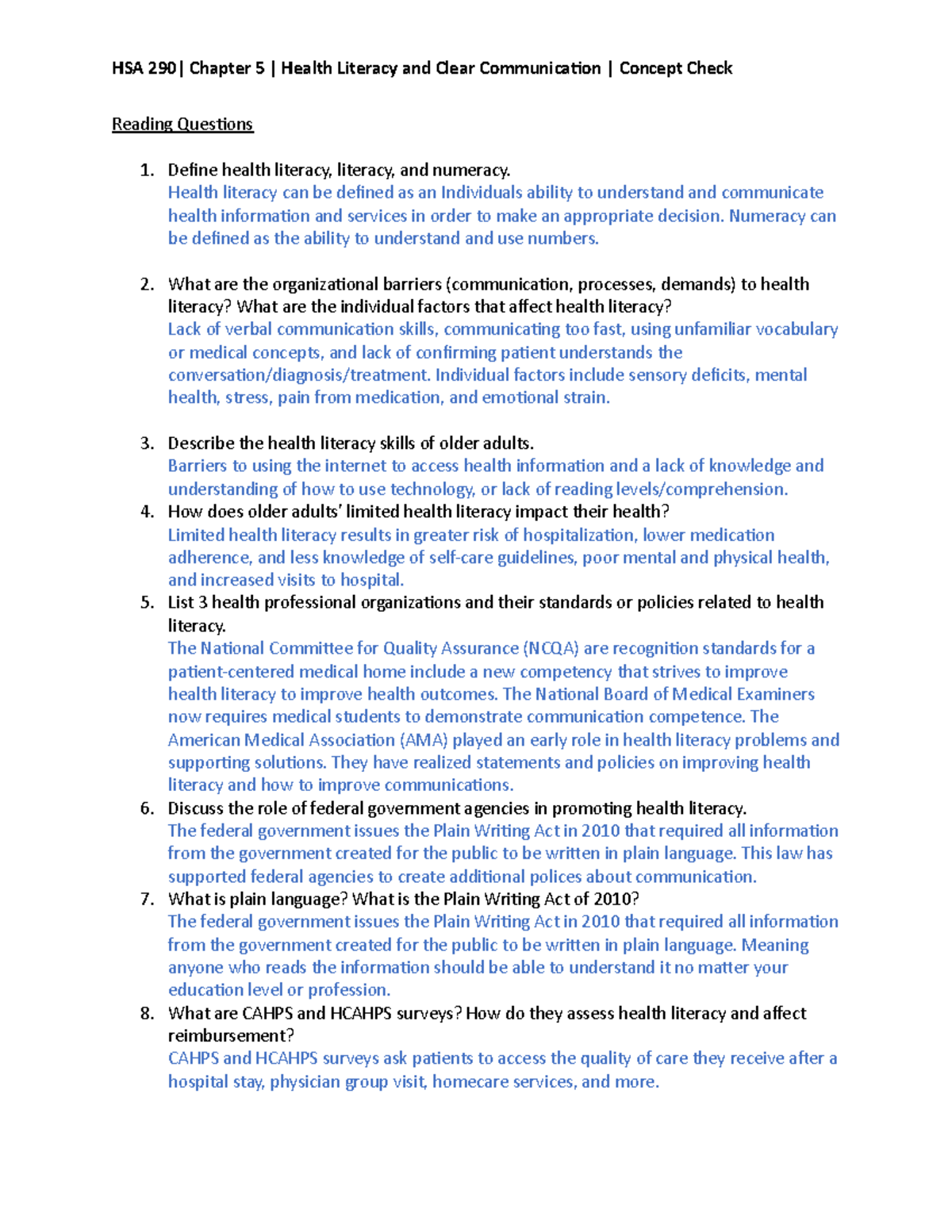 Chapter 5 Concept Check HSA 290 - HSA 290| Chapter 5 | Health Literacy ...