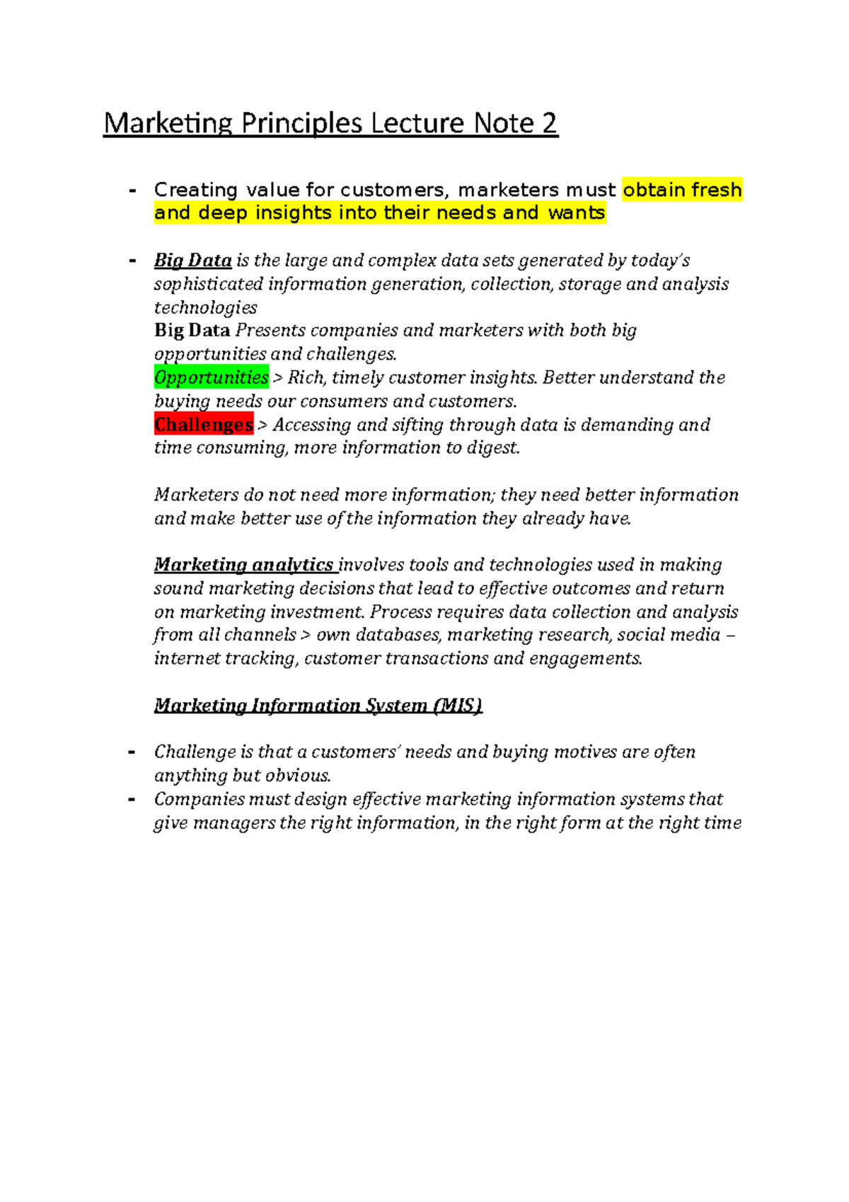 Marketing Principles Lecture Note 2 - Opportunities > Rich, timely ...