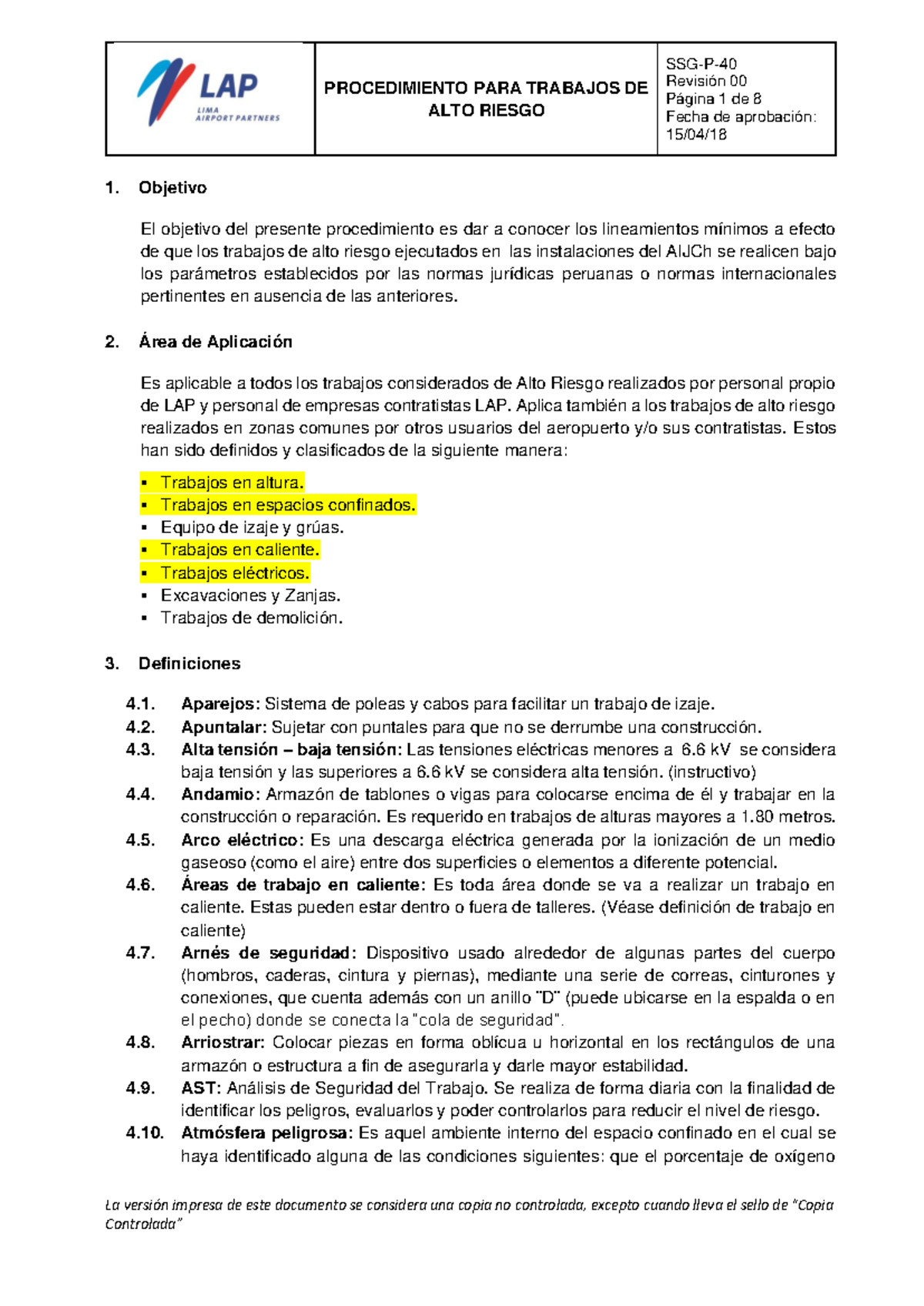 Procedimiento PARA Trabajos DE ALTO Riesgo Trabajos EN Caliente ...