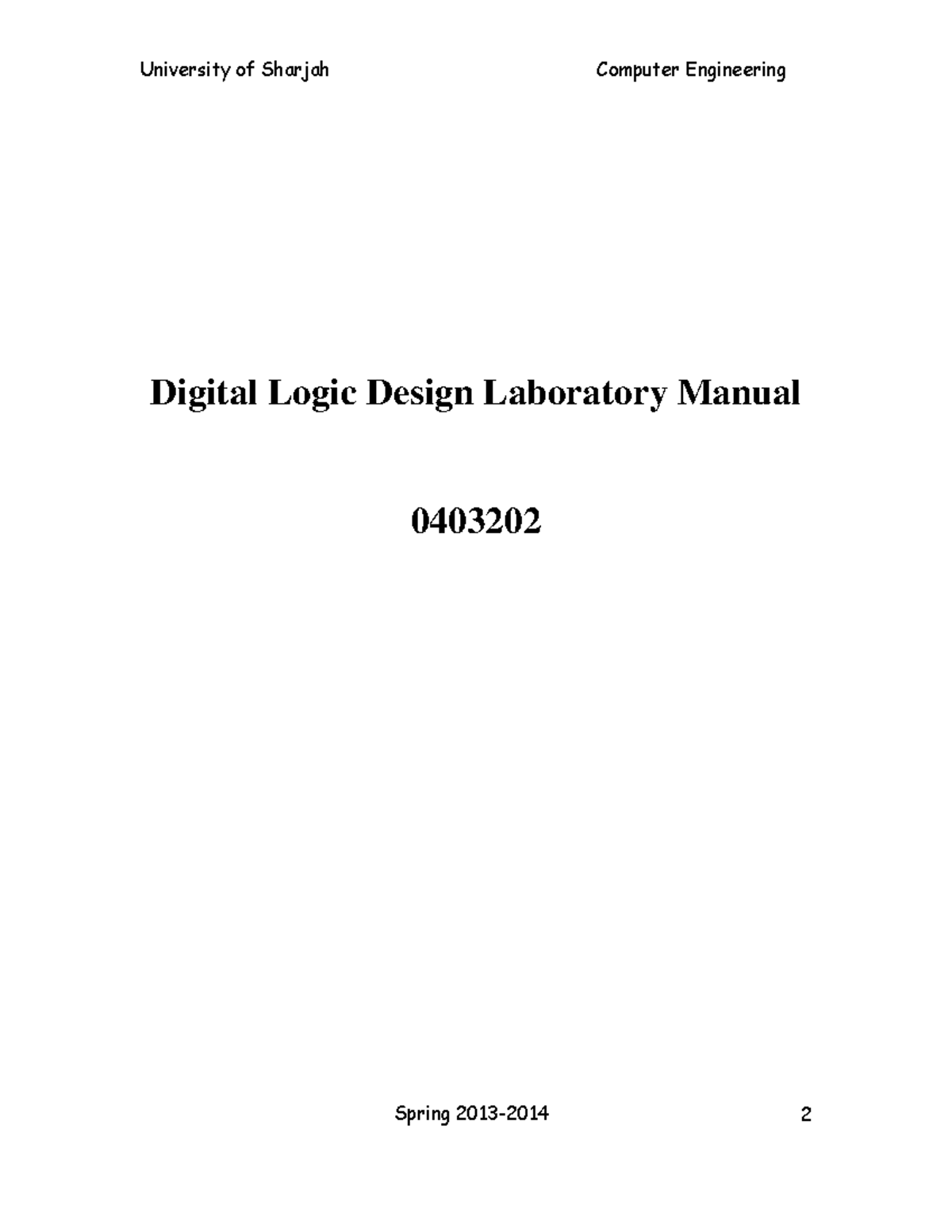 Digital Logic Design Laboratory Manual - Digital Logic Design ...