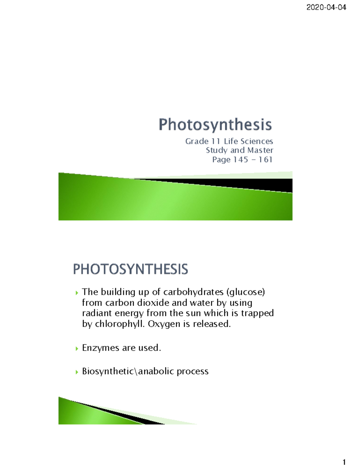 GR 11 Photosynthesis Grade 11 Life Sciences Study And Master Page 145 161 The Building Up Of