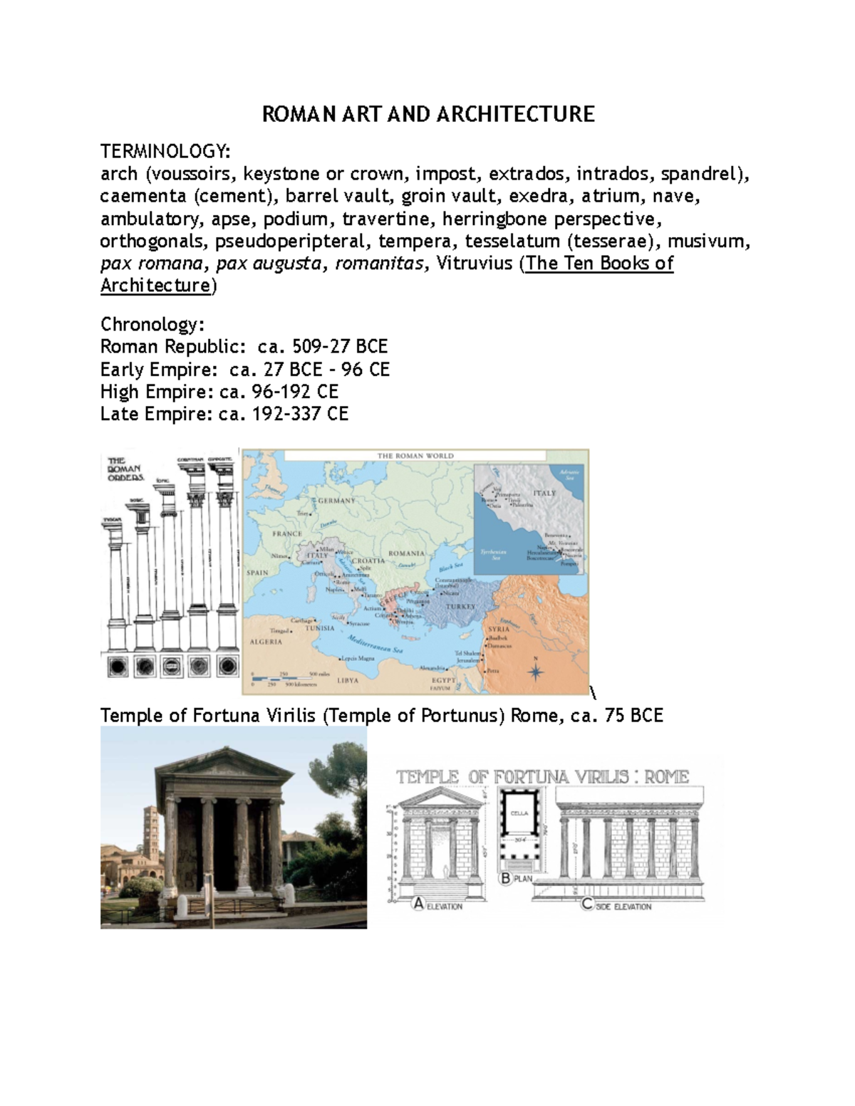 Roman ART AND Architecture - ROMAN ART AND ARCHITECTURE TERMINOLOGY ...