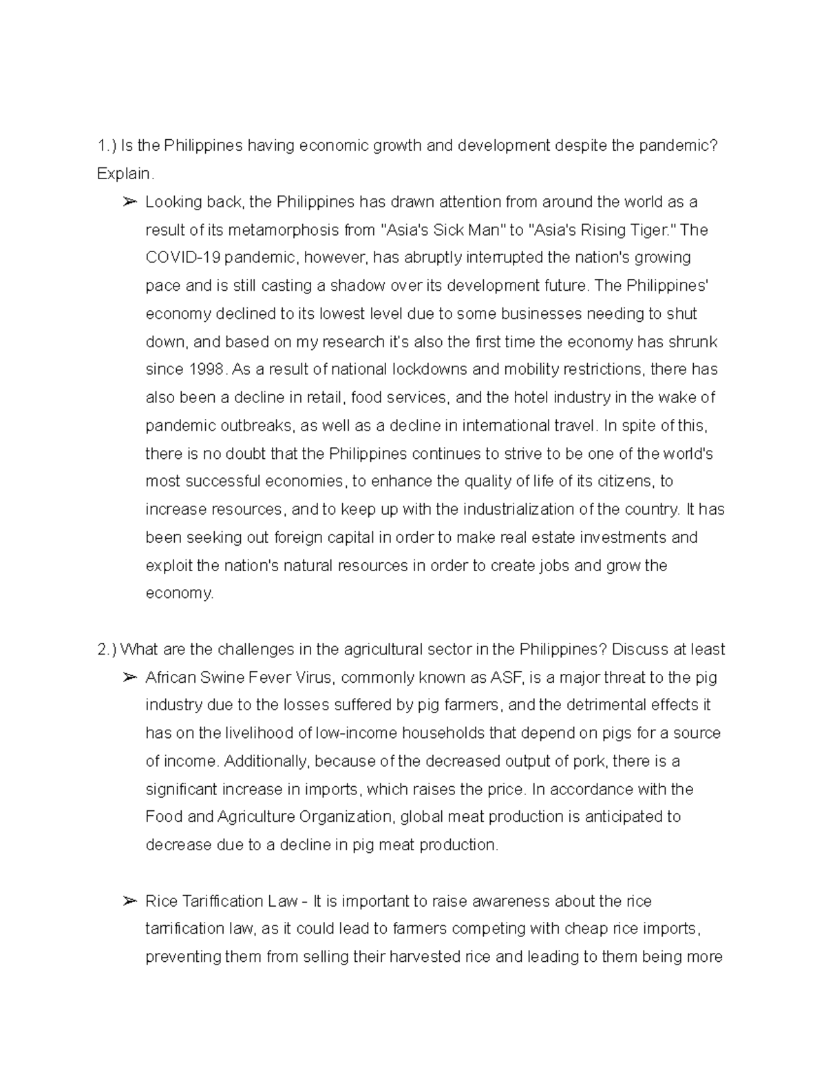 Week 9 Assignment - 1.) Is the Philippines having economic growth and ...