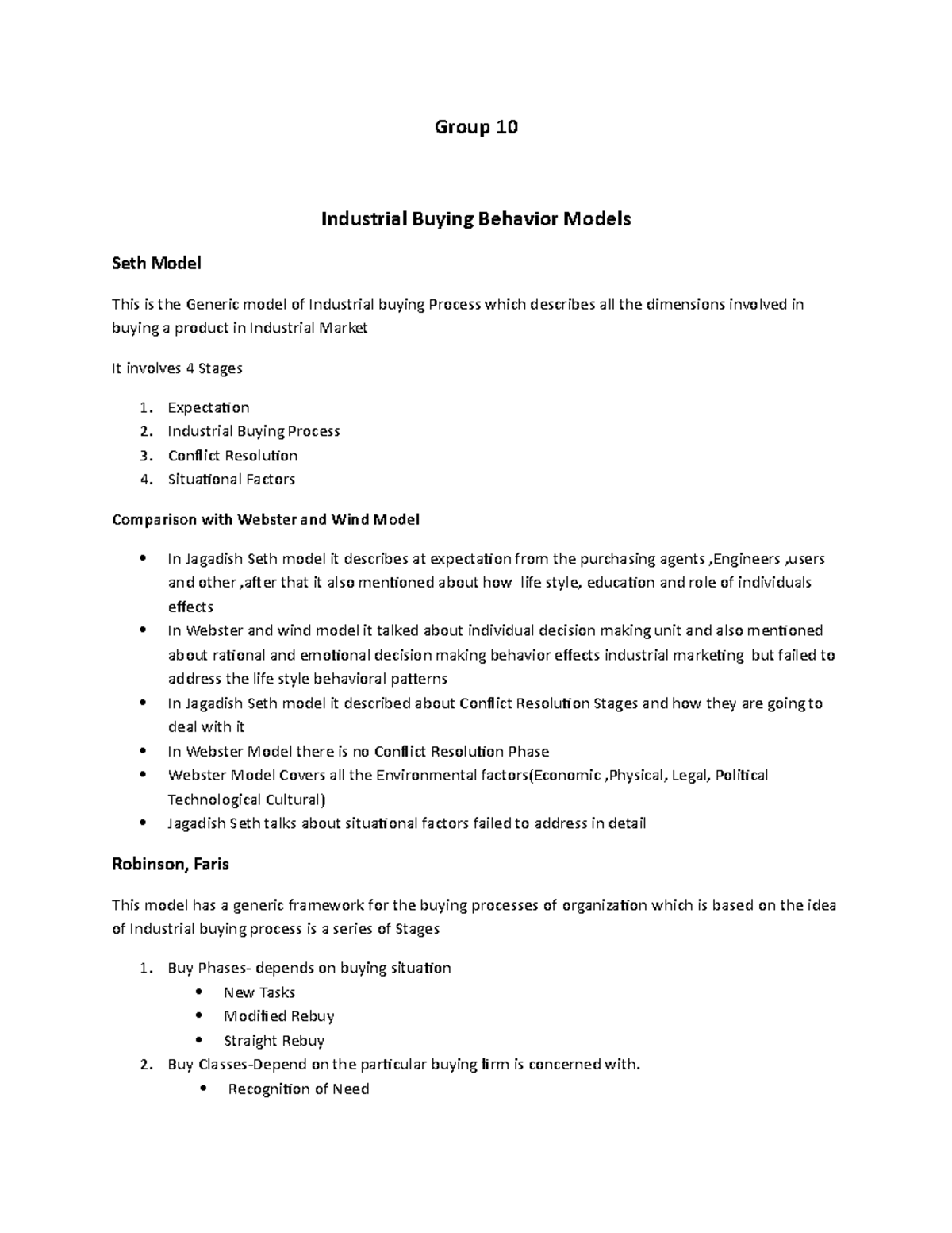 B2B Marketing Models - Group 10 Industrial Buying Behavior Models Seth ...