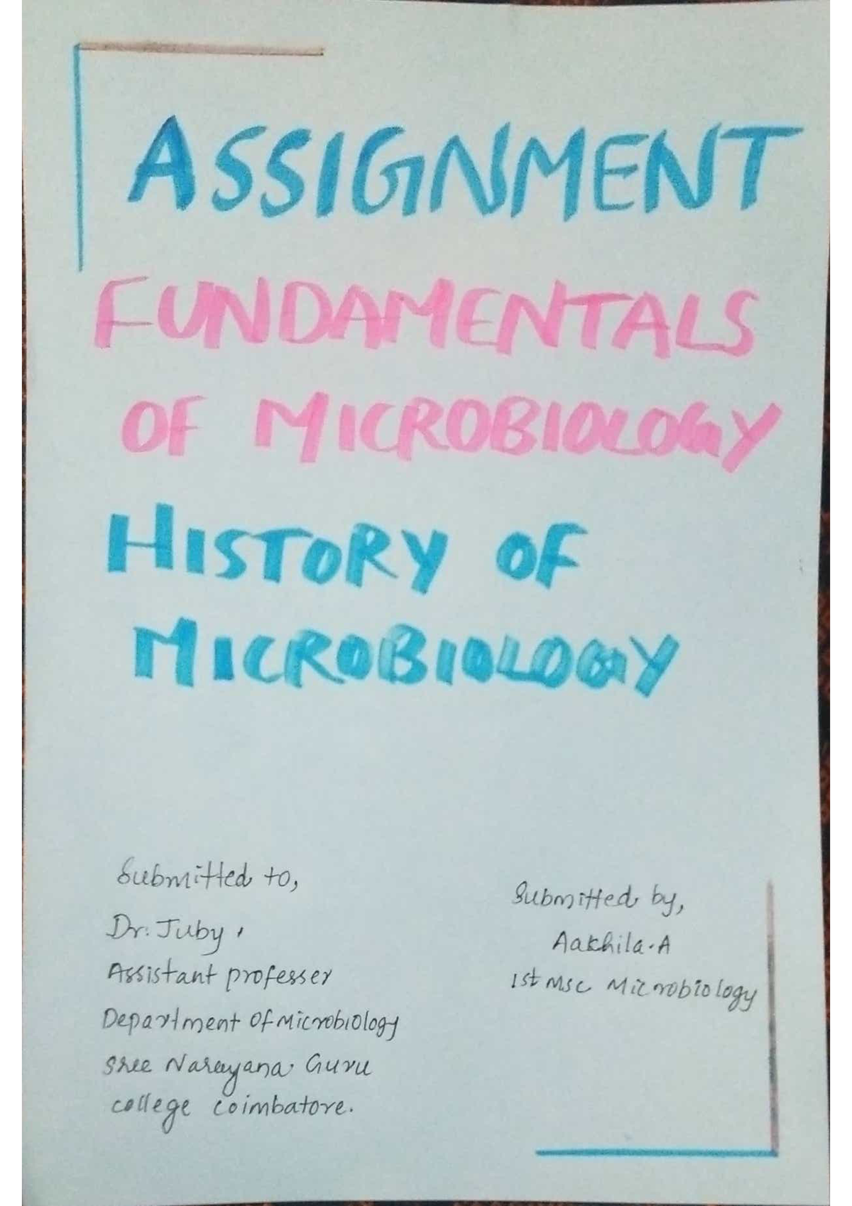 assignment on history of microbiology