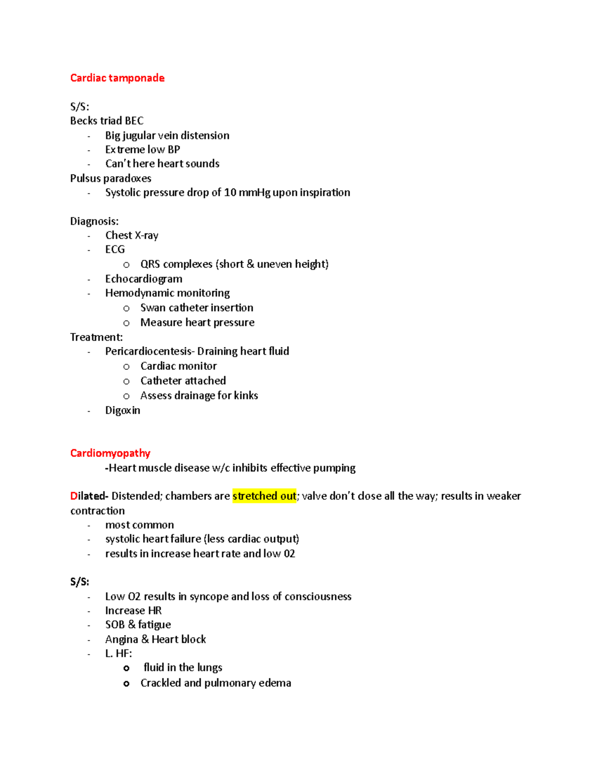 Cardiac tamponade - hello - Cardiac tamponade S/S: Becks triad BEC Big ...