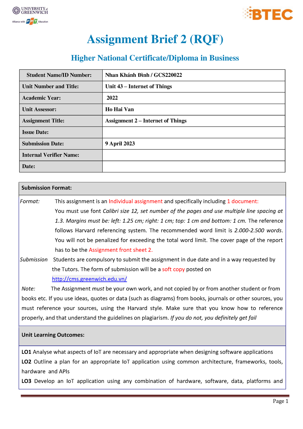 GCS1003A GCS22002 2 Nhan Khánh Đình Assignment 2 - Assignment Brief 2 ...