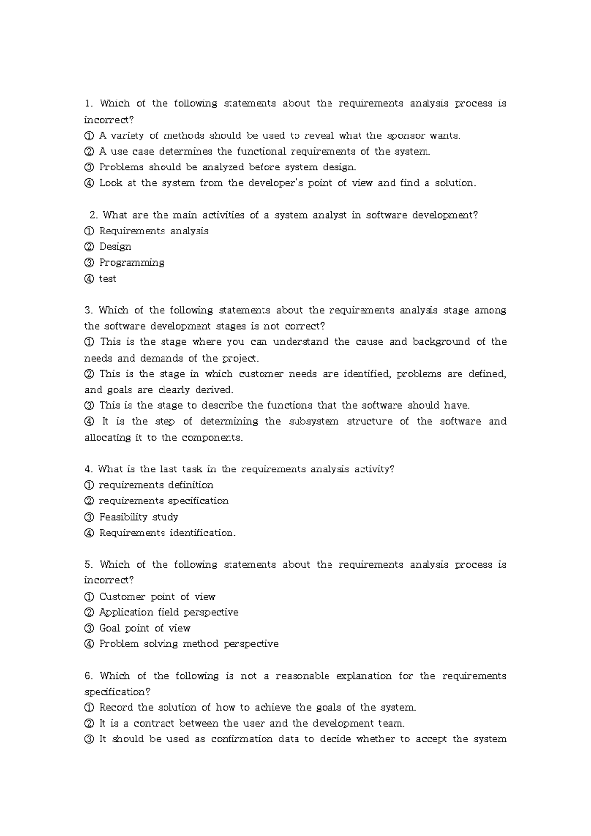 Chapter 4 Requirements Analysis and Modeling Question Paper Which of