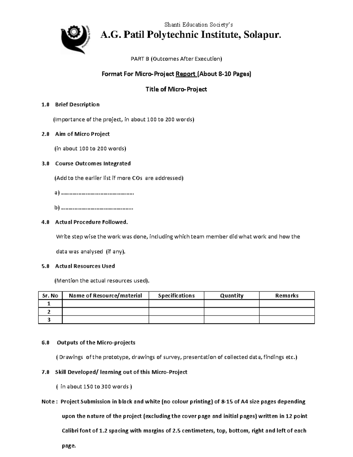 Micro-Project Report Format - Shanti Education Society’s A. Patil ...