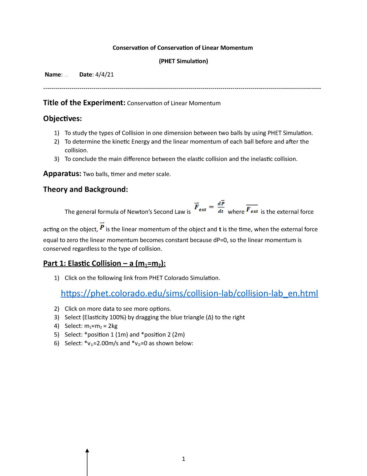 Conservation Of Momentum Lab Worksheet Answers