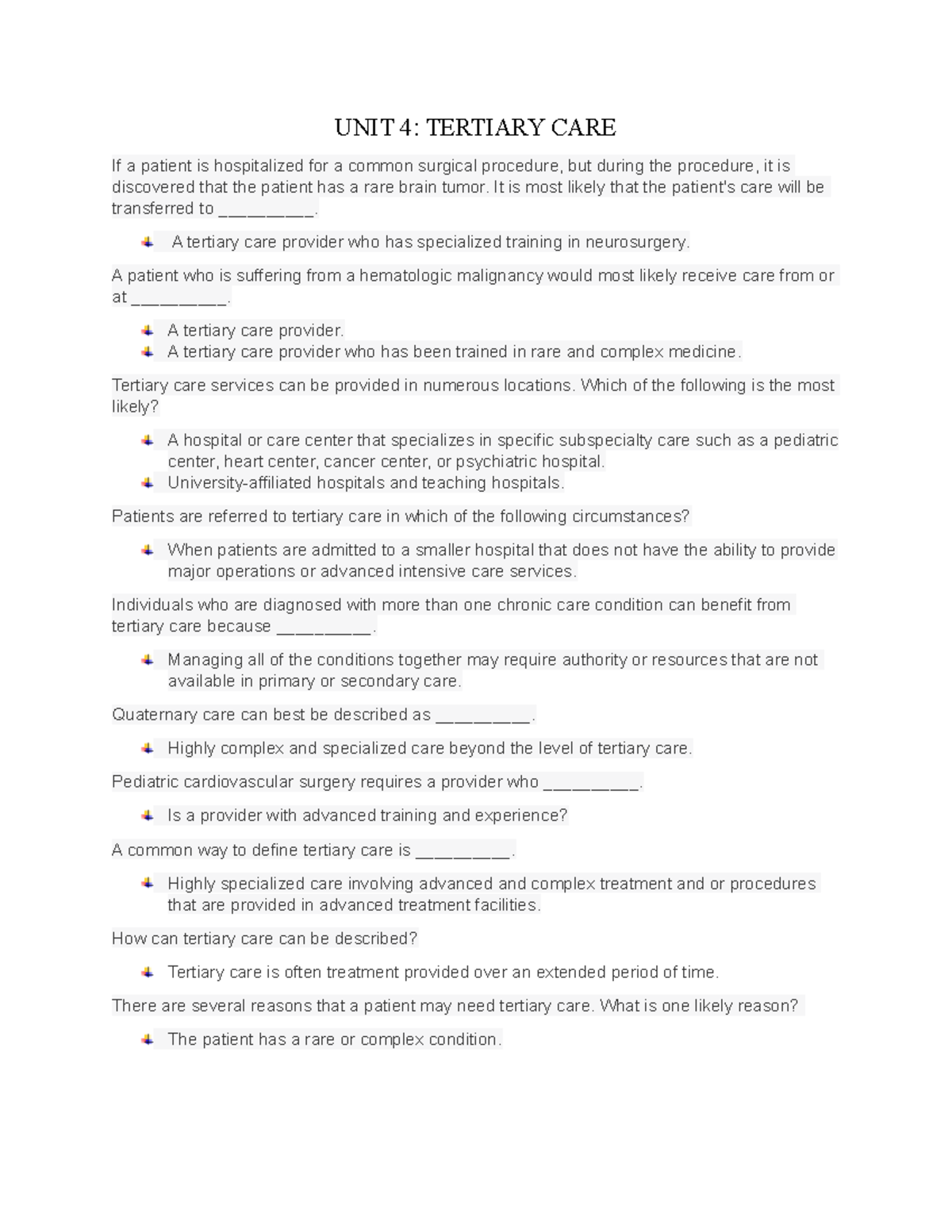 UNIT 4 Intellipath Tertiary CARE UNIT 4 TERTIARY CARE If a patient