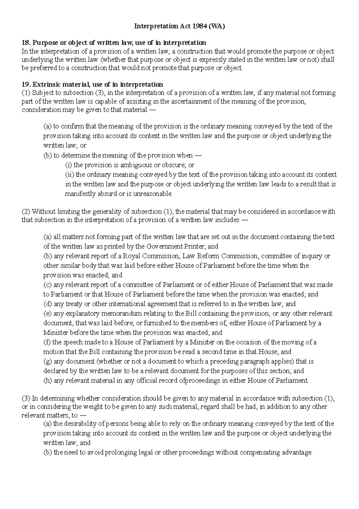 LAWS1104 Exam Statutes Relevant Sections Compiled Interpretation
