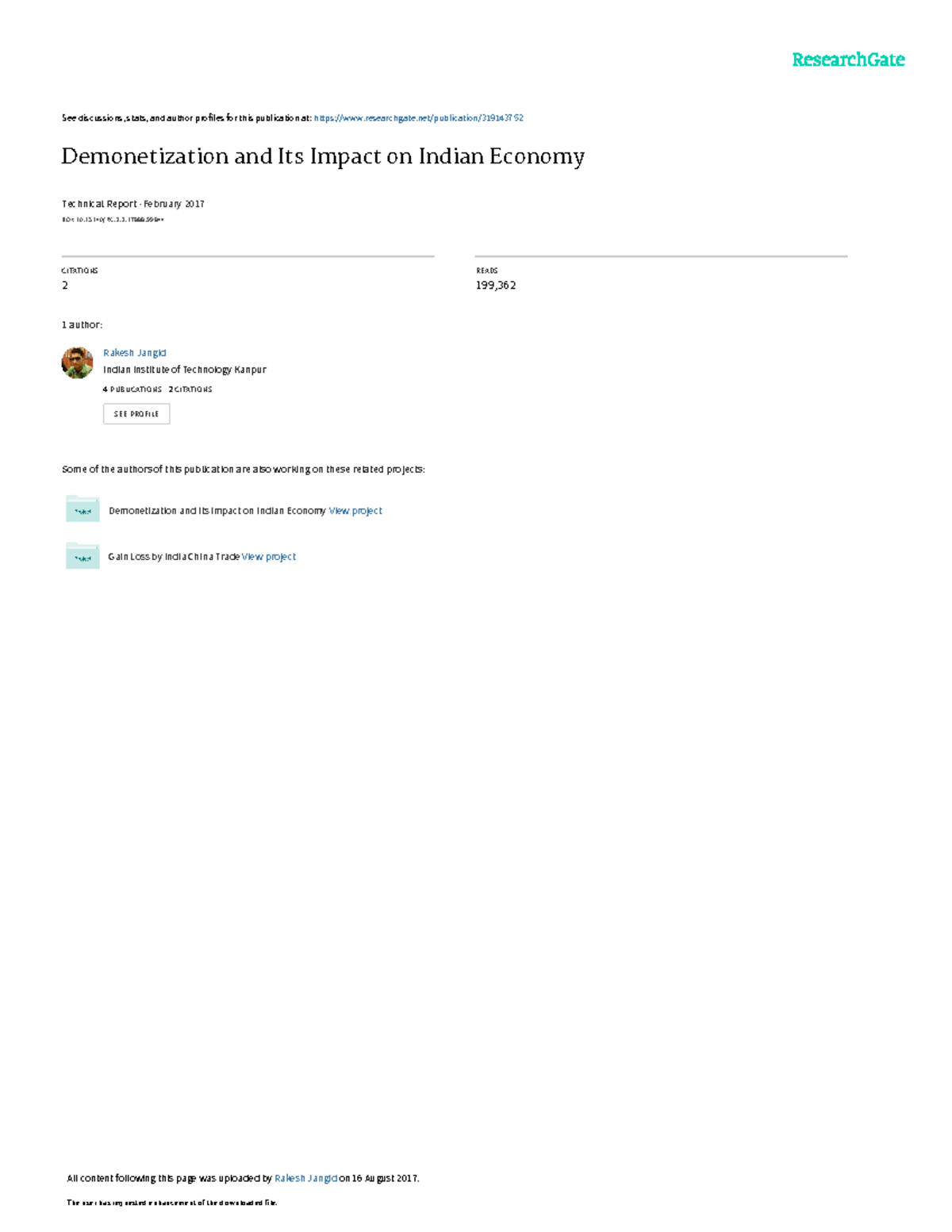 Demonetization 14531 - Project - See discussions, stats, and author ...