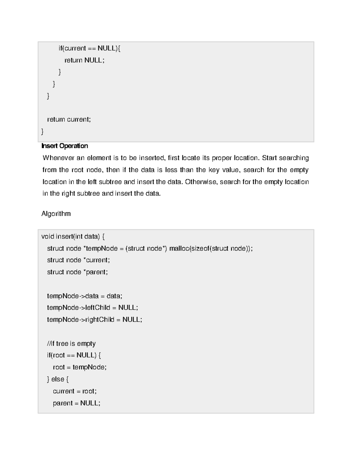 280 Data Structure Complete chapter 9 - if(current == NULL){ return ...