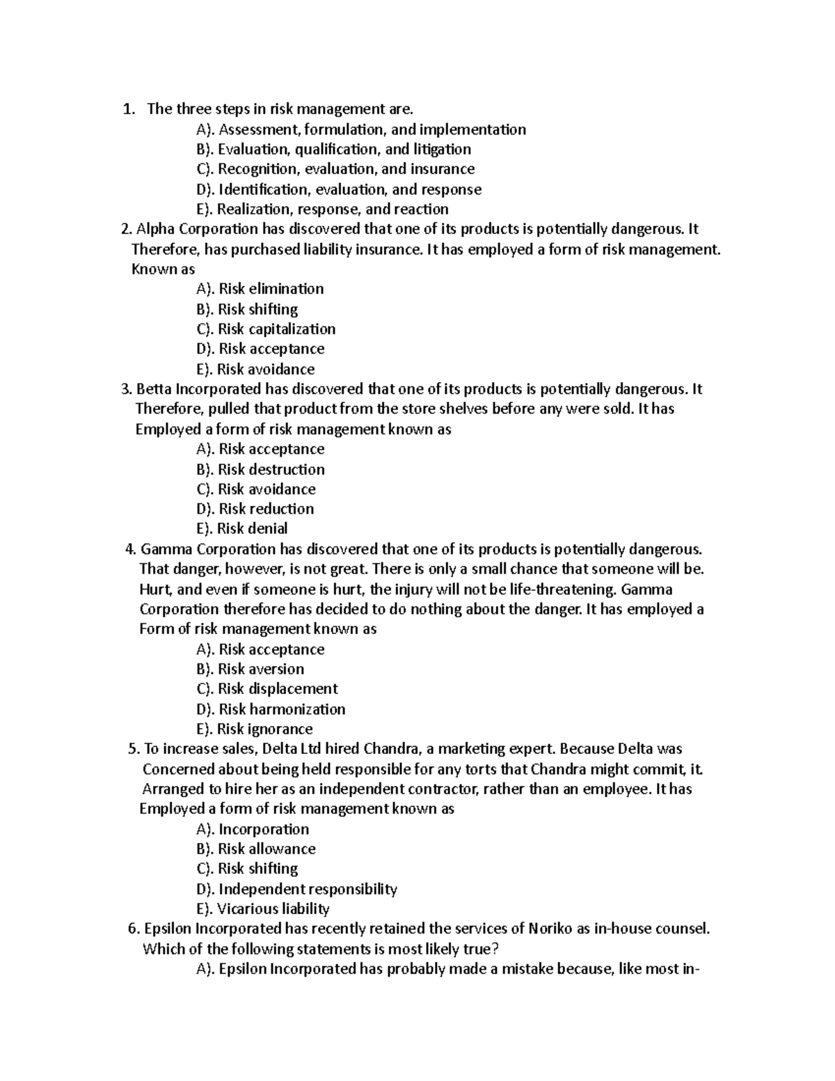 business-law-chpt-1-quick-exam-the-three-steps-in-risk-management