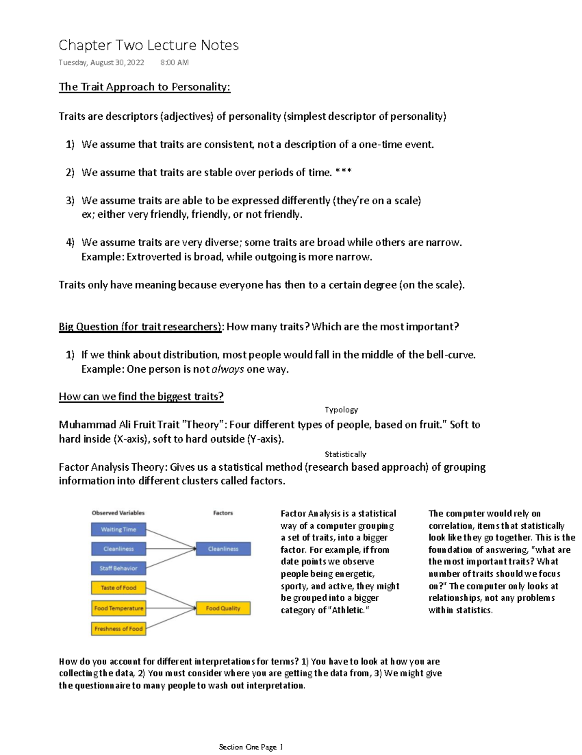 Week 2 Additional Notes The Trait Approach - The Trait Approach to ...
