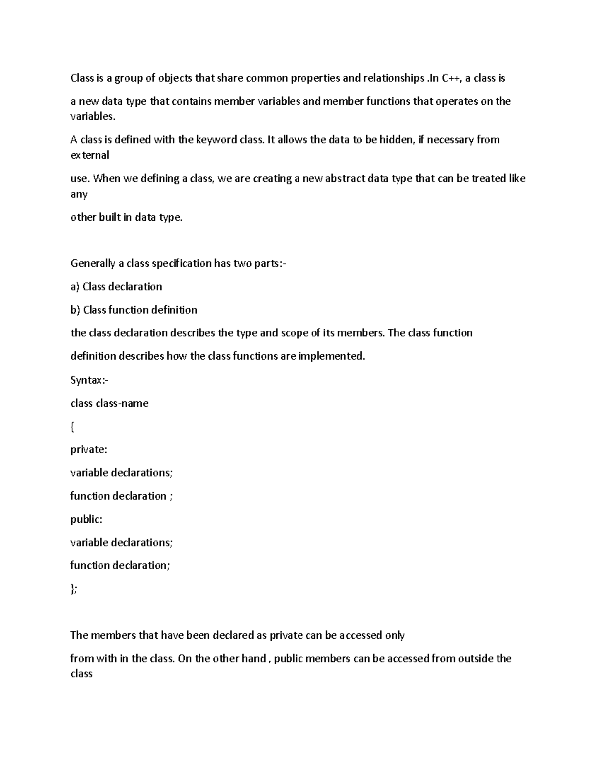 Programming 6 - Class is a group of objects that share common ...