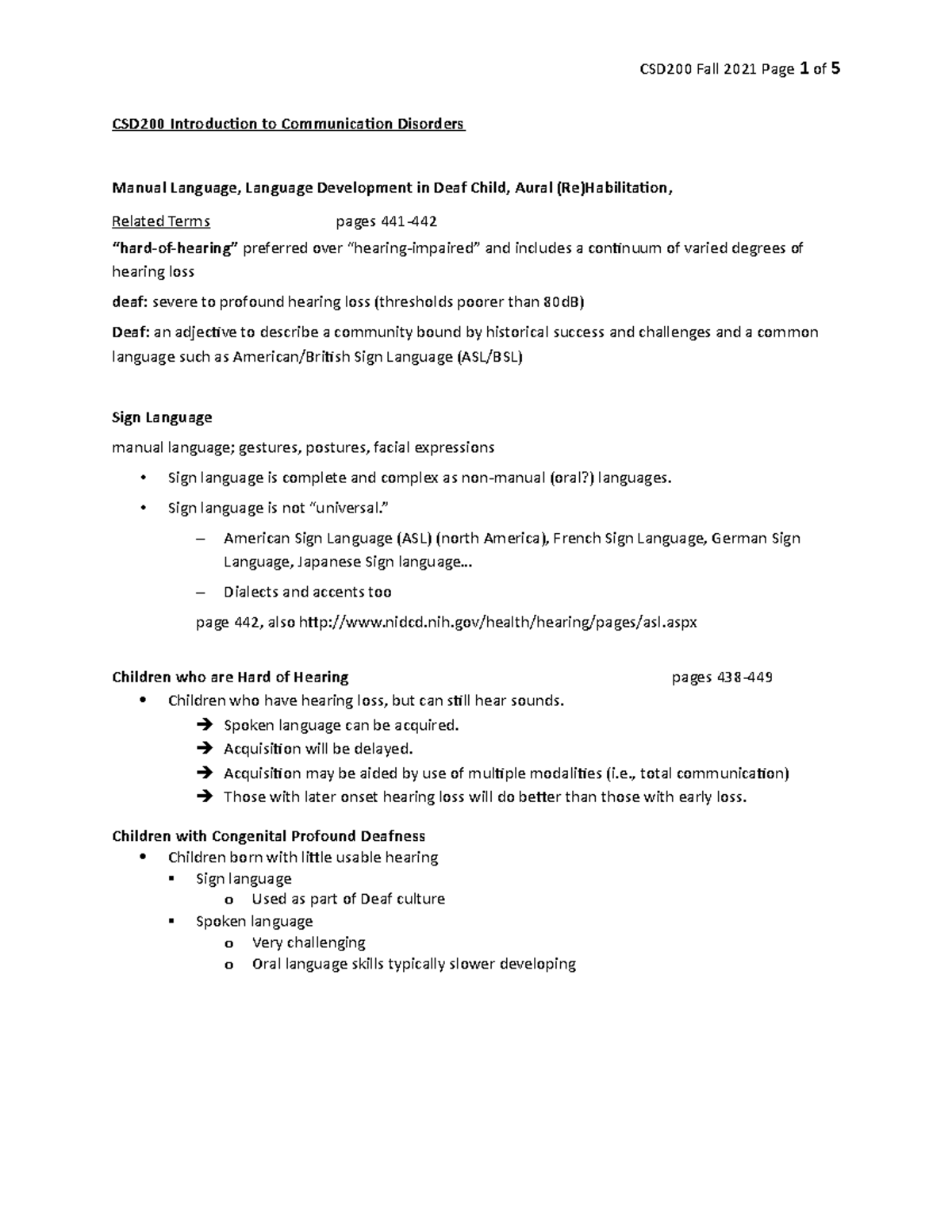 CSD200 Fall2021 - CSD200 Introduction to Communication Disorders Manual ...