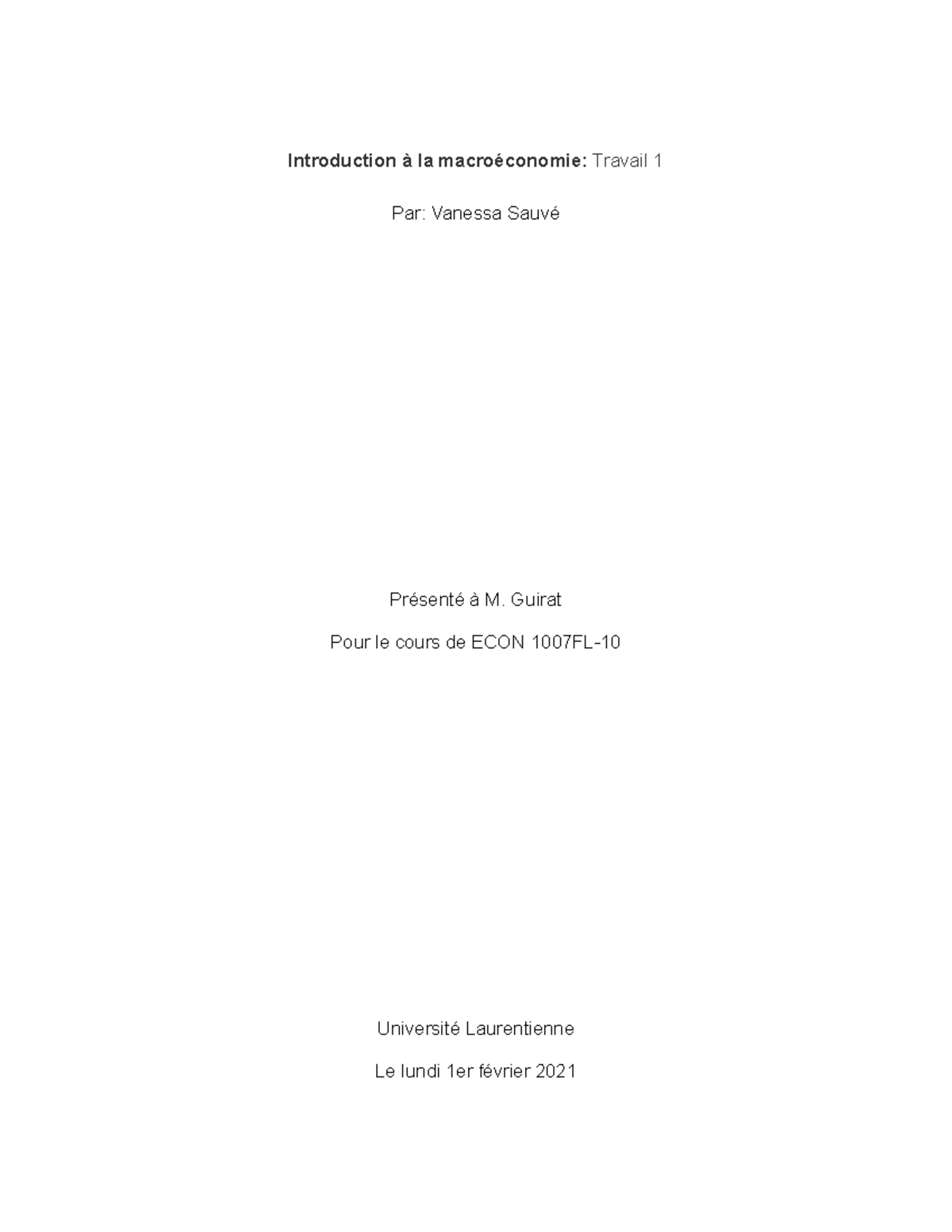 Travail 1 - ECON - Chapitre 4 - Le calcul du PIB et la croissance ...