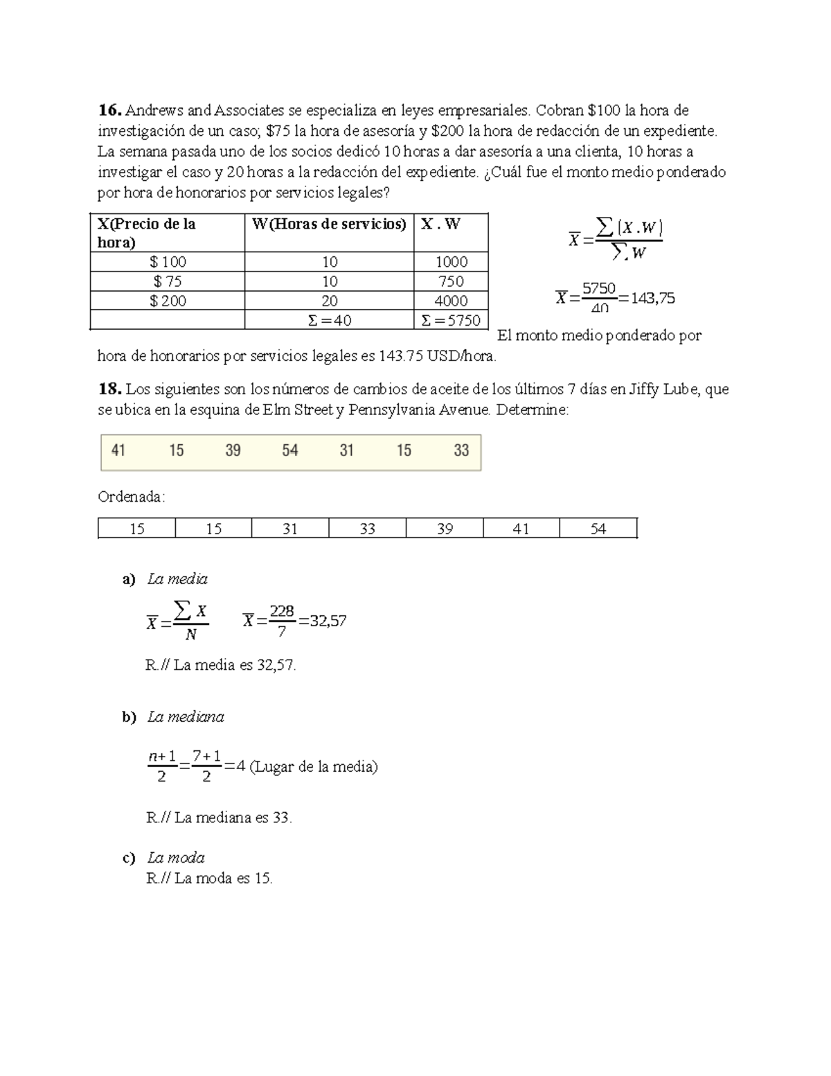 Ejercicios 16,18,20 capitulo 3 16. Andrews and Associates se