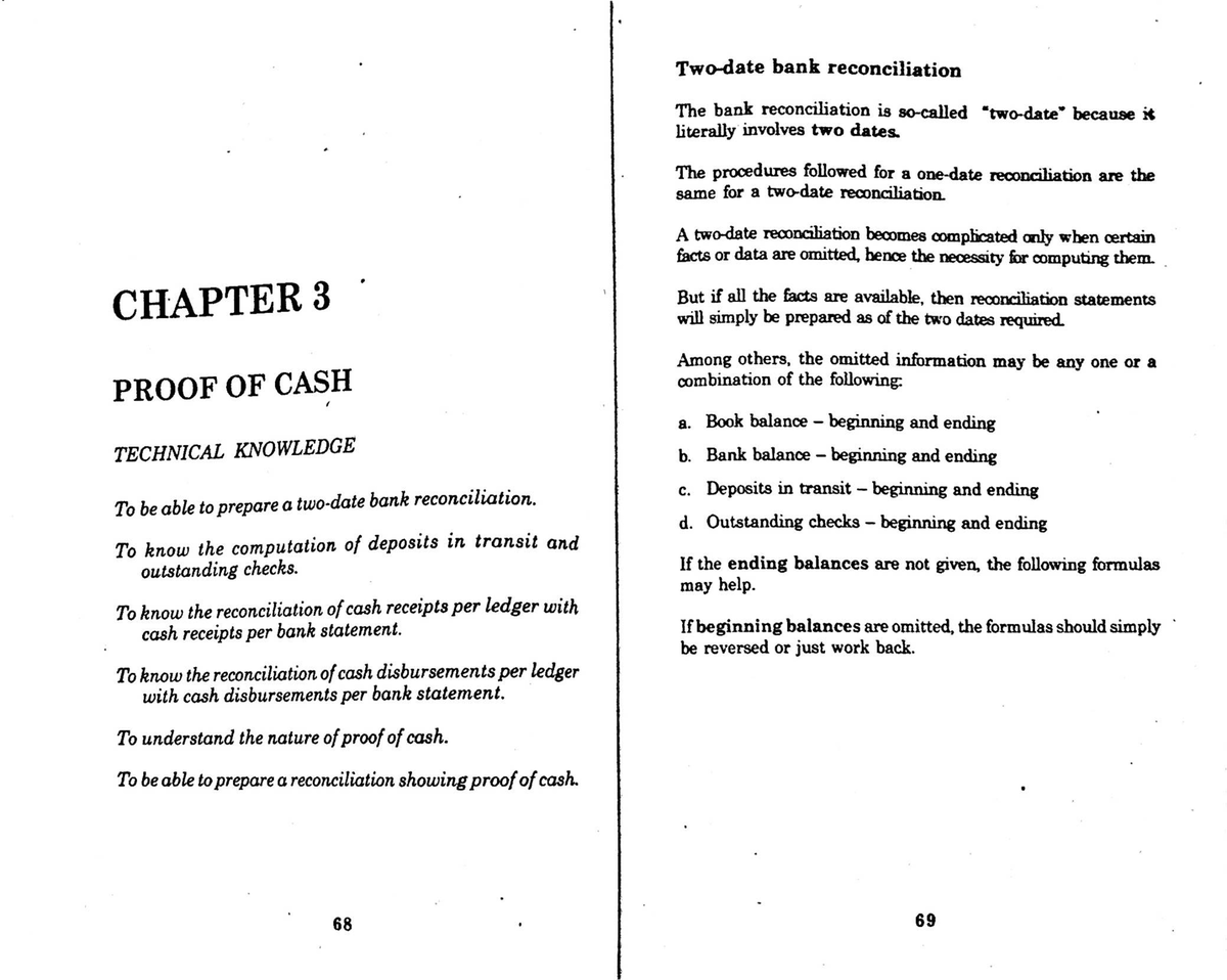 Chapter Three 3ProofofCash notes page Accountancy Studocu