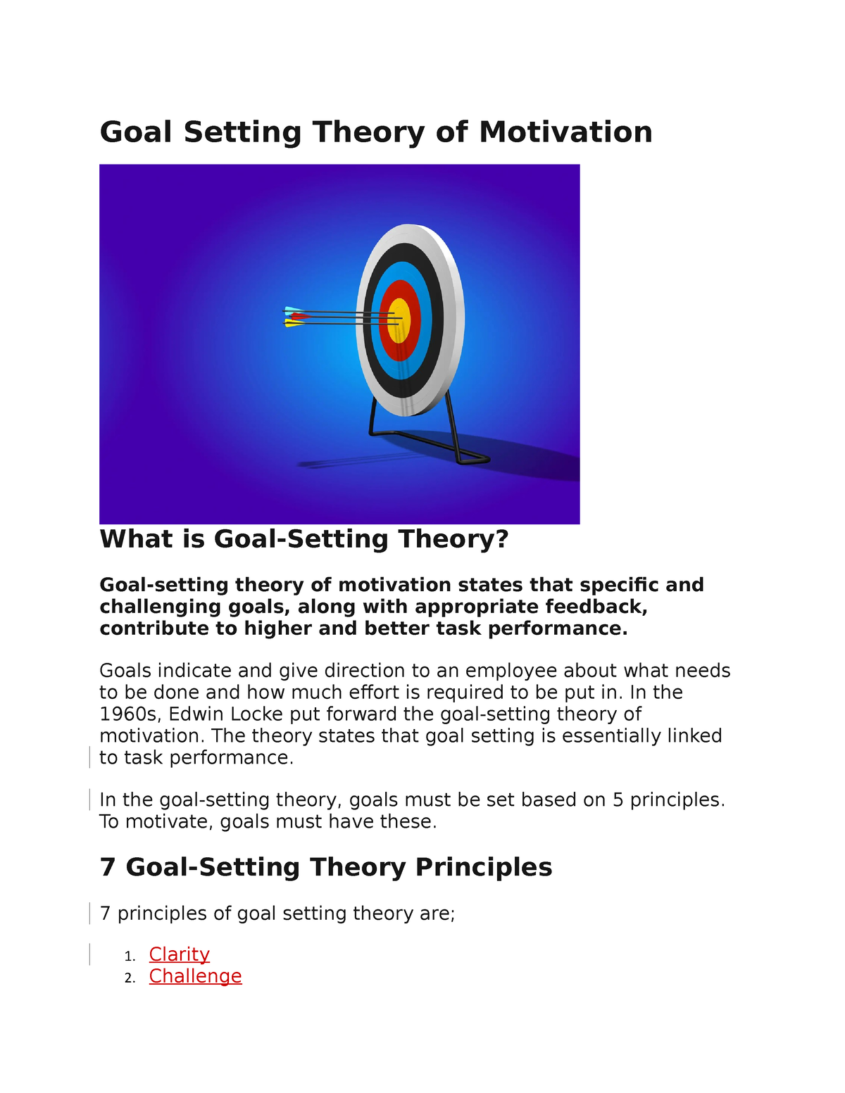 goal setting theory research paper