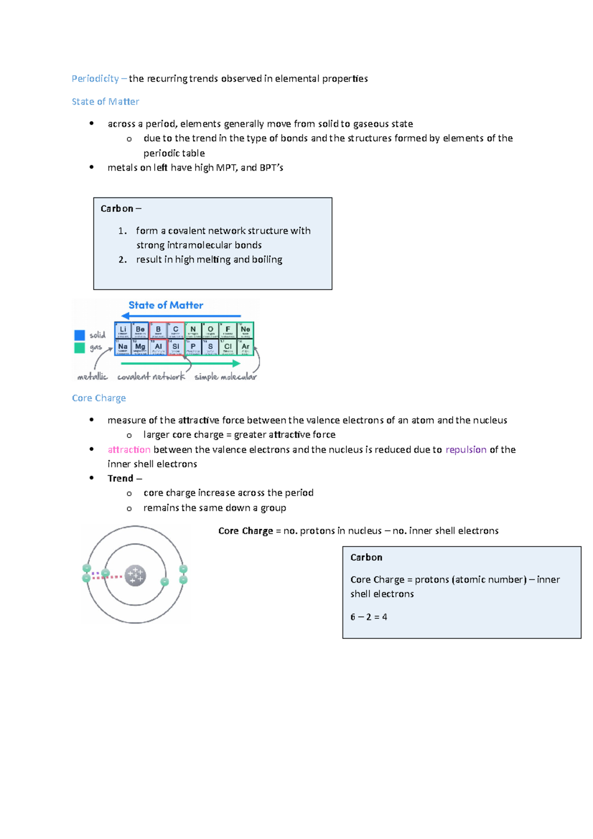 Chemistry Preliminary Course Periodicity Topic notes - Periodicity ...