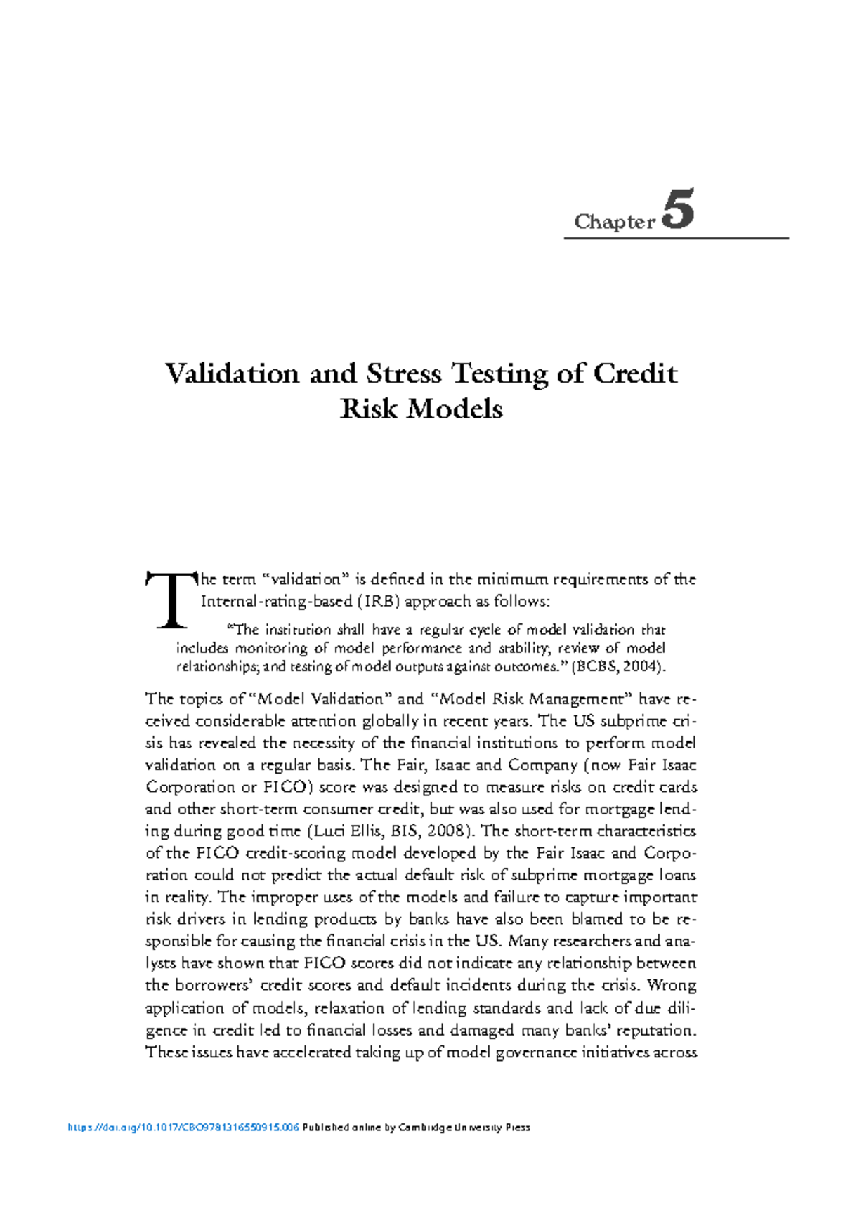 Validation and stress testing of credit risk models - Chapter 5 ...