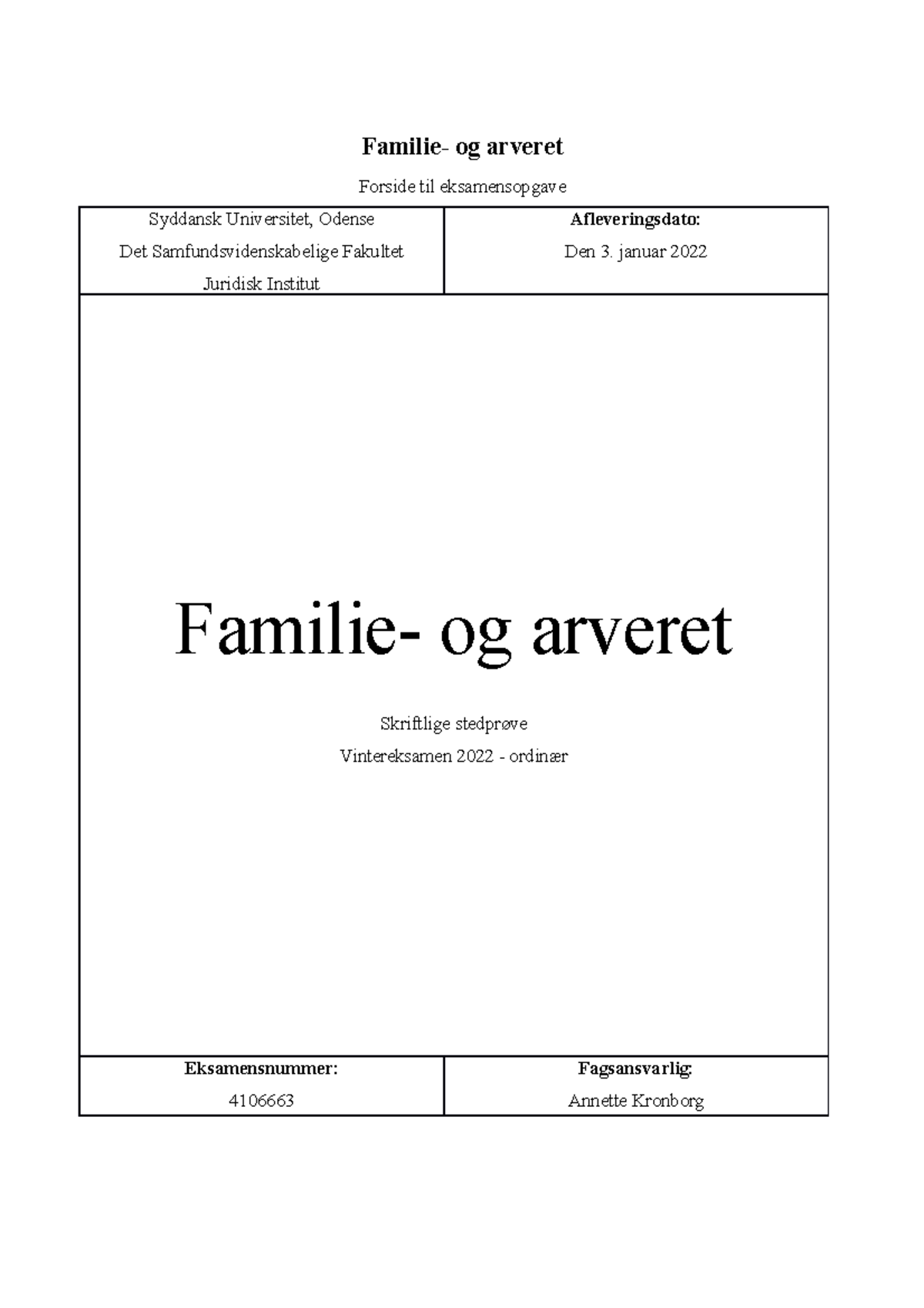 Familie- Og Arveret Eksamen - Familie- Og Arveret Forside Til ...