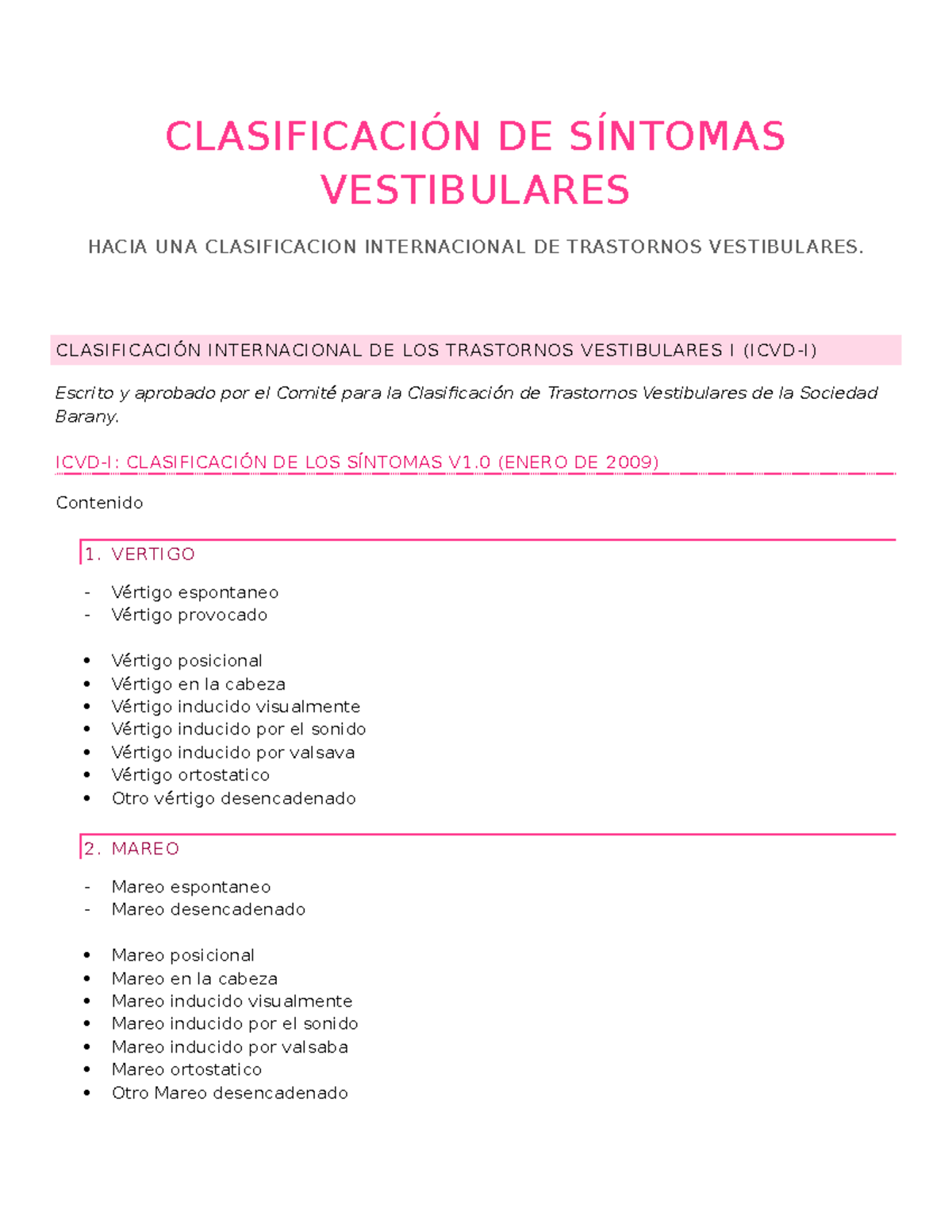 Sinónimo de sensación de vértigo