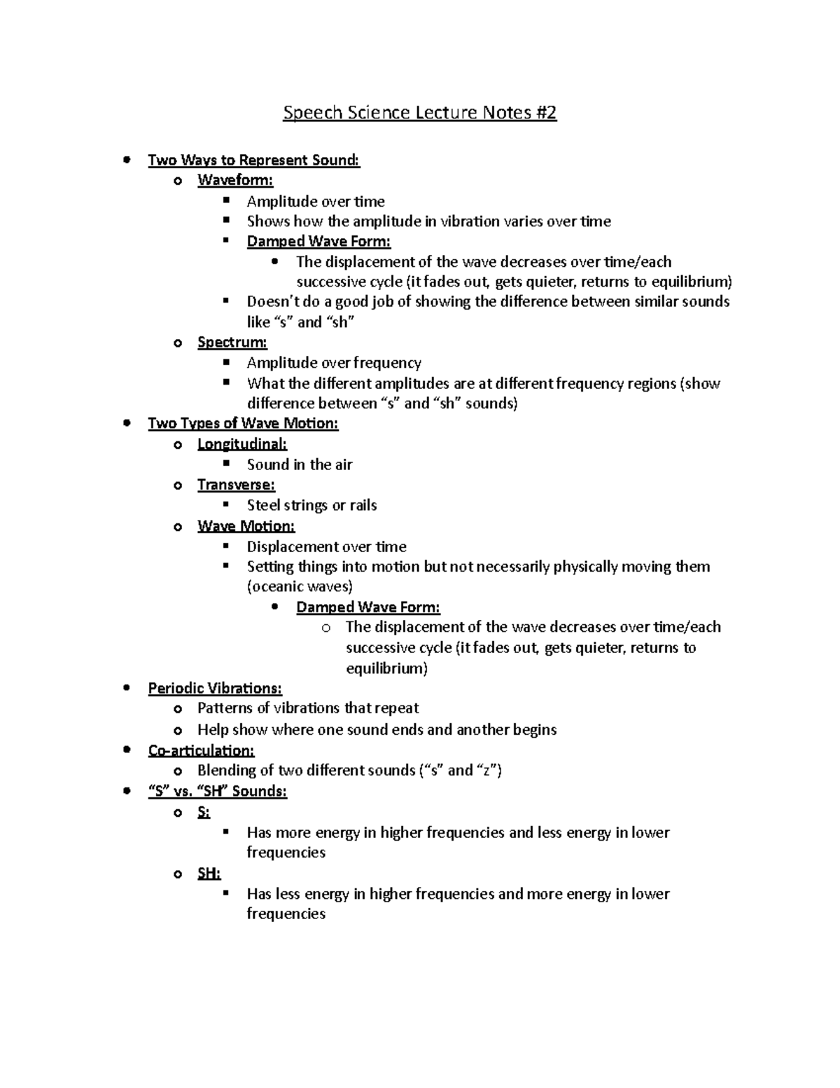 Speech Science Lecture Notes 2 Speech Science Lecture Notes Two Ways
