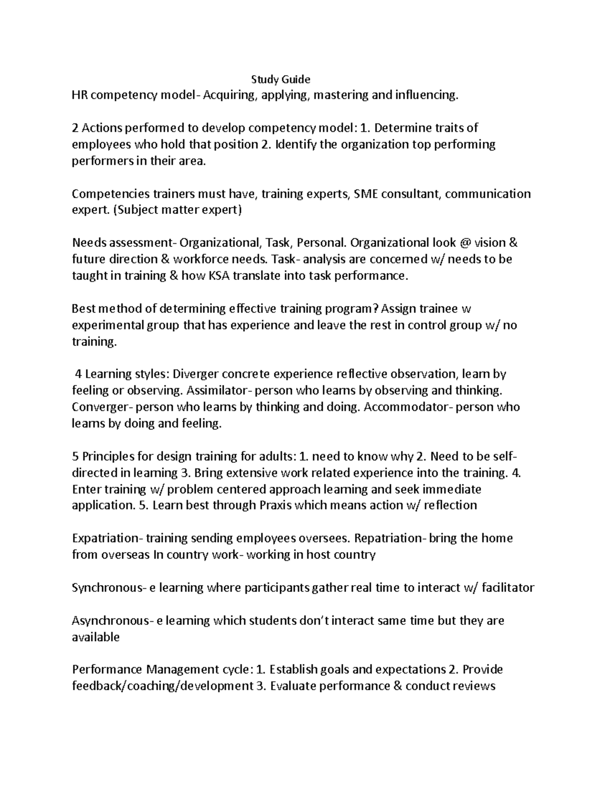 Study Guide for 235 - Study Guide HR competency model- Acquiring ...