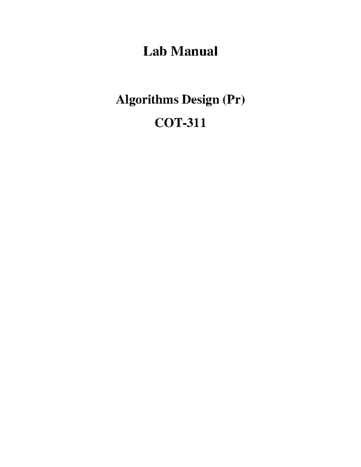 DAA Lab Manual - Lab Manual Algorithms Design (Pr) COT- Lab Manual ...