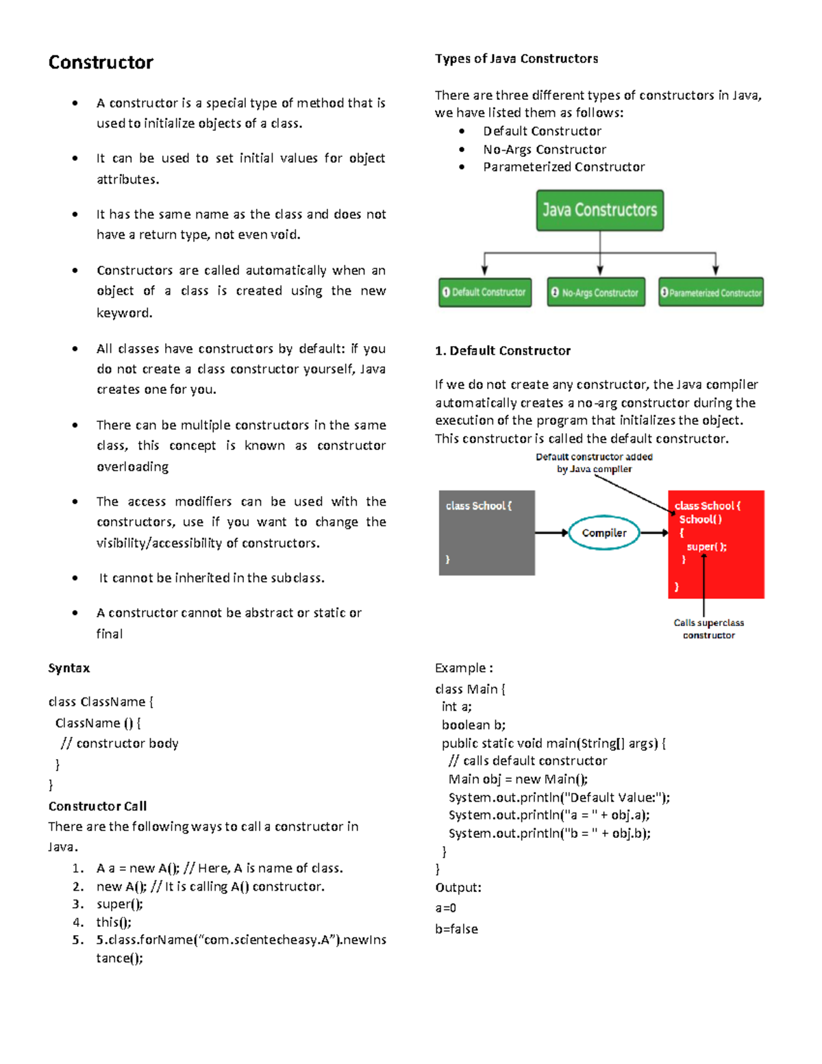 Constructor - follow for more java opps notes - Constructor A ...