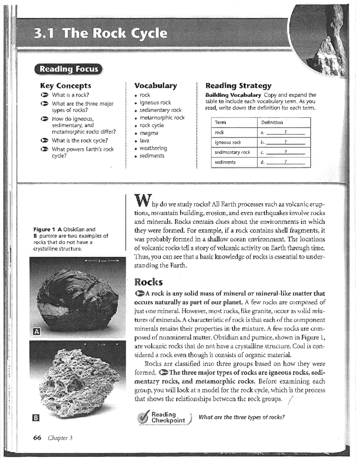 Notes rocks cycle sec rev 0920 - 3 The Rock Cycle Reading Focus Key ...