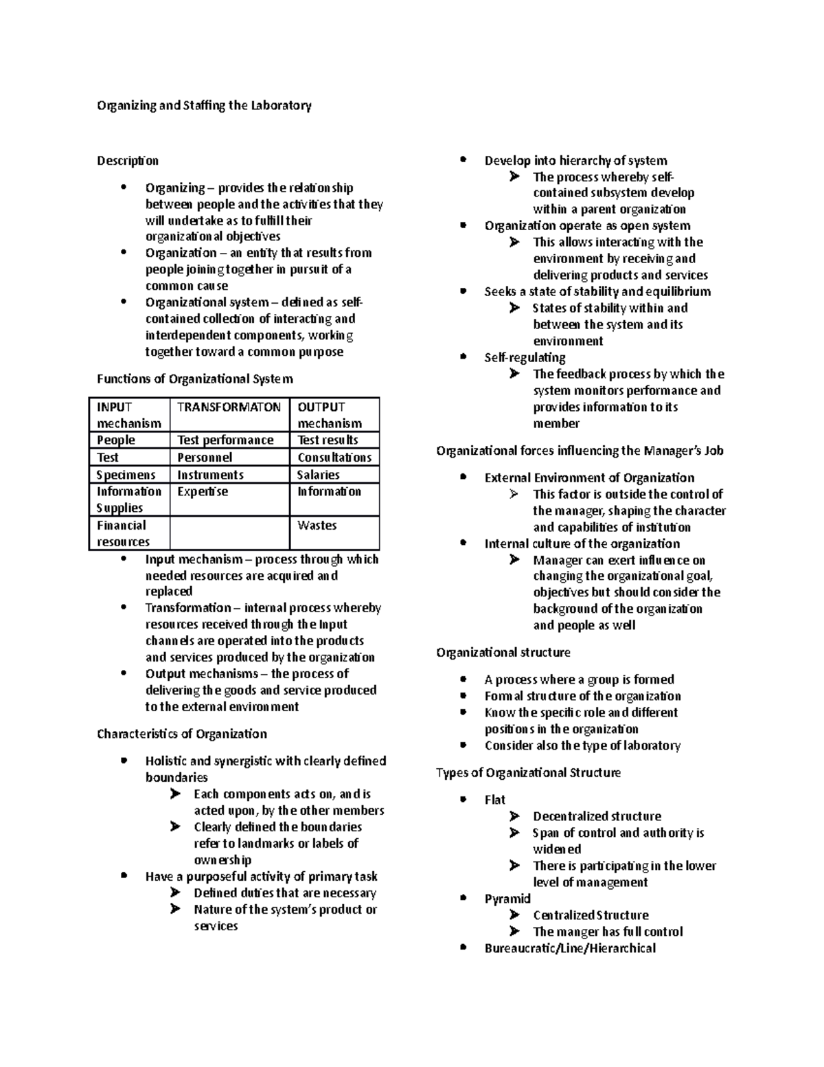 Lesson 2 Organizing and Staffing the Laboratory - Organizing and ...