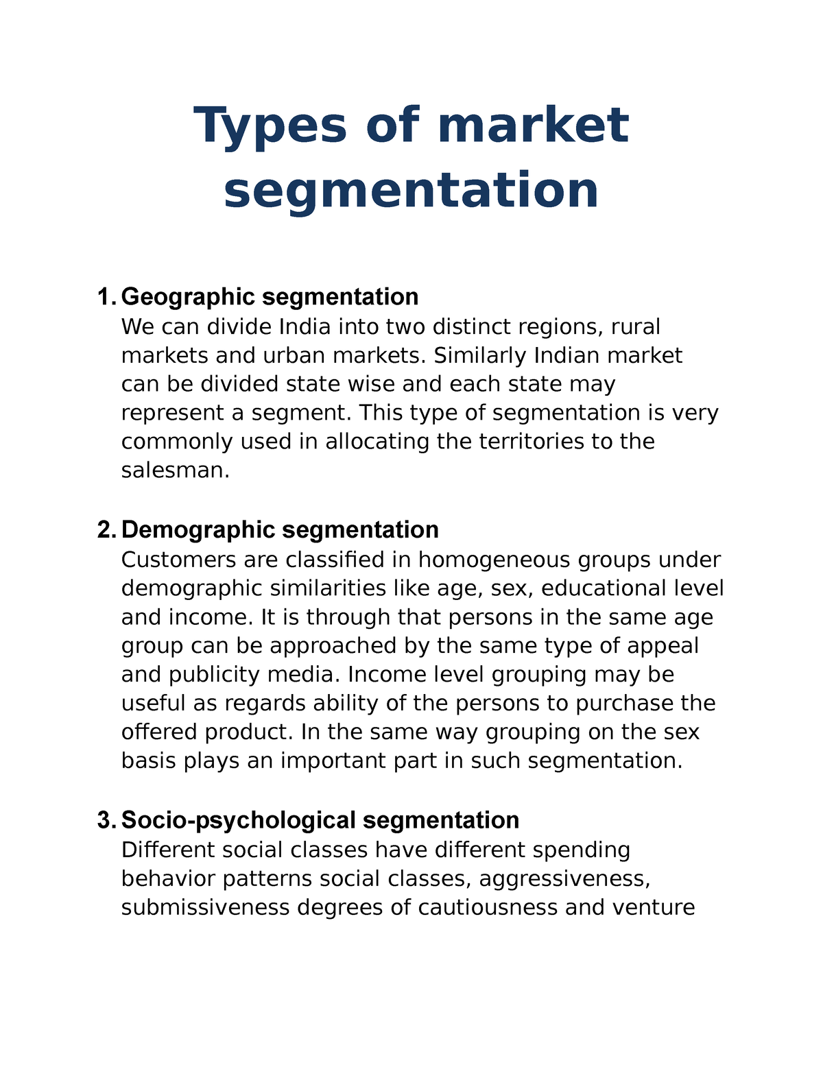 market segmentation case study india